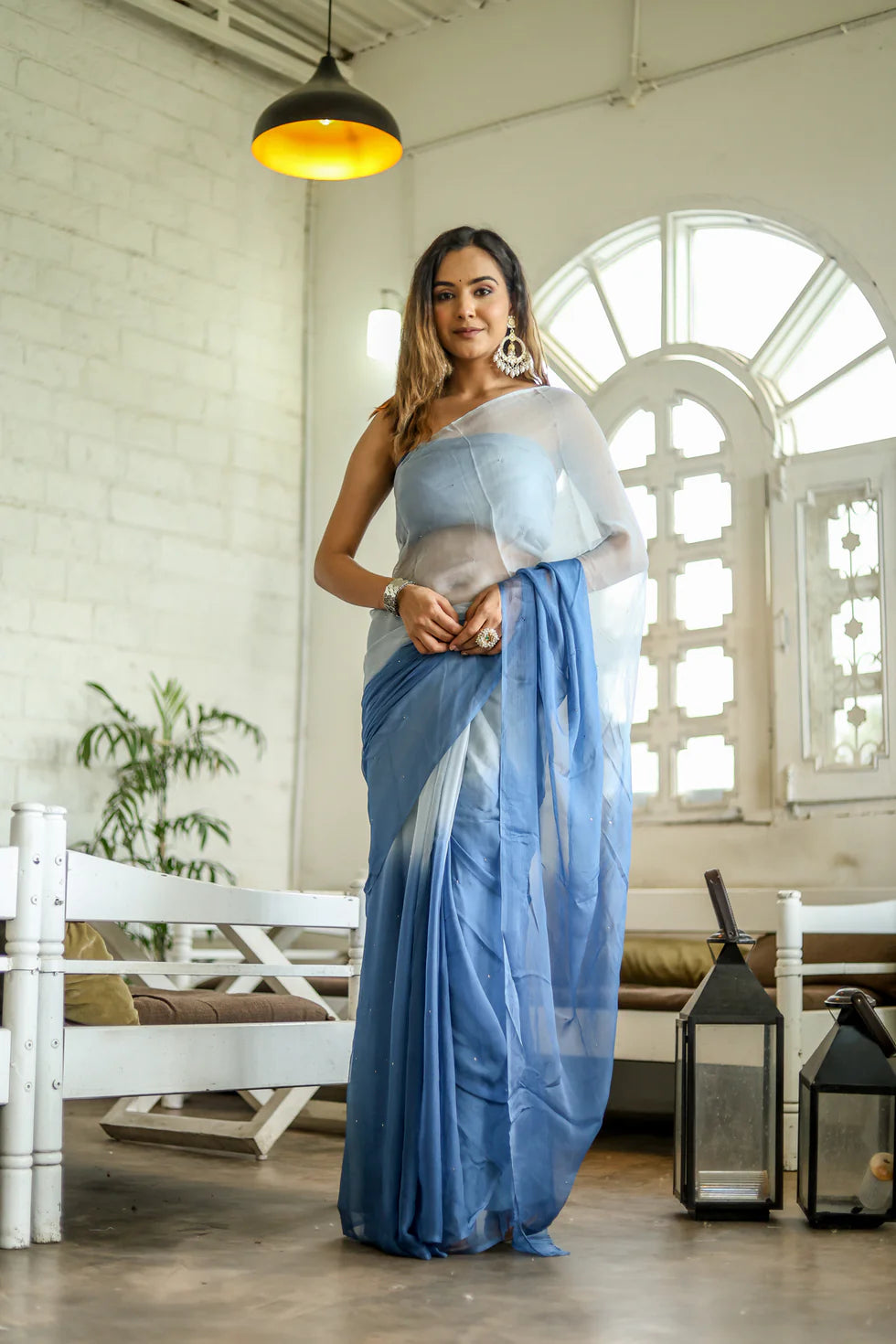 Blue Chiffon Saree