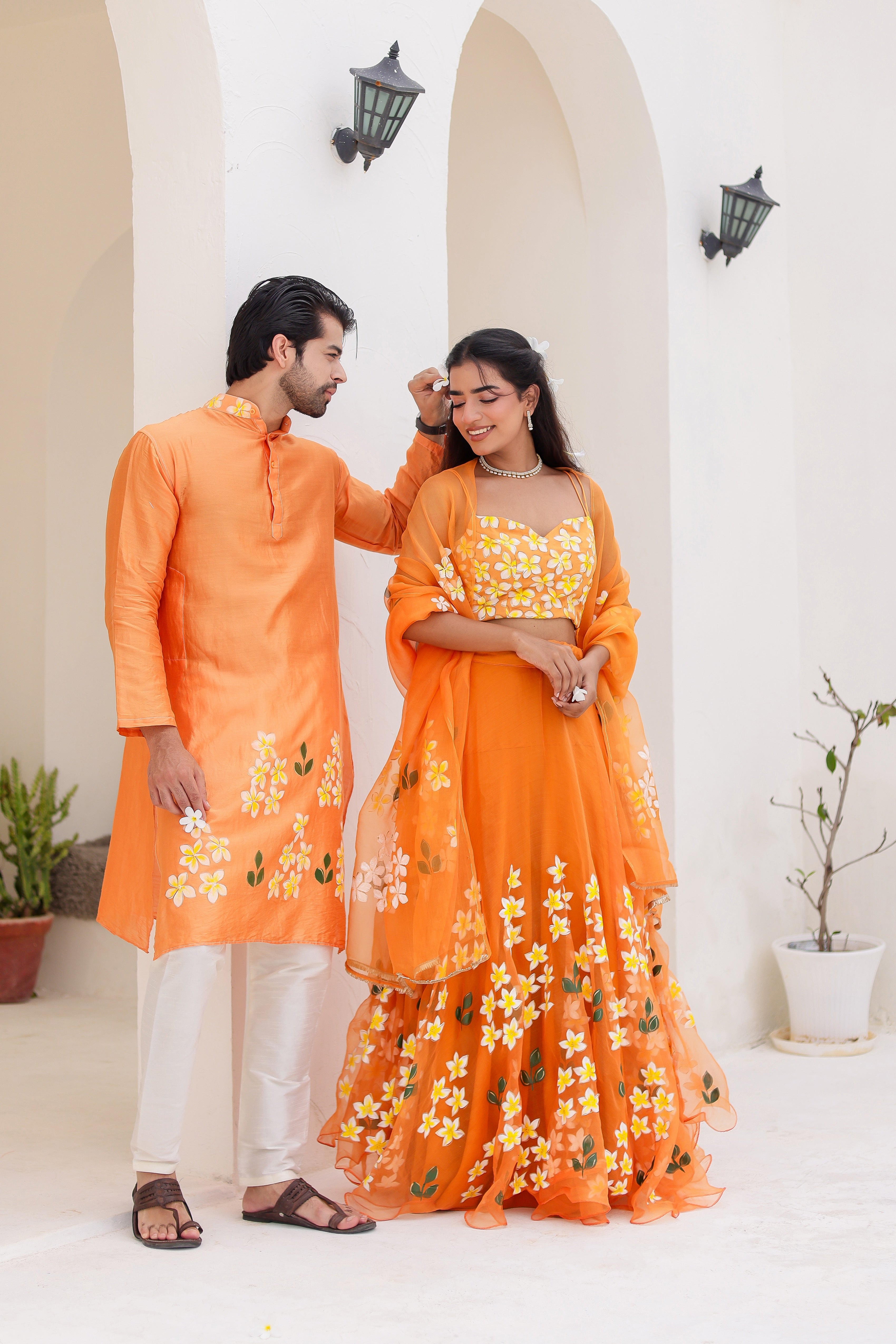 Handpainted Orange Twinning Set