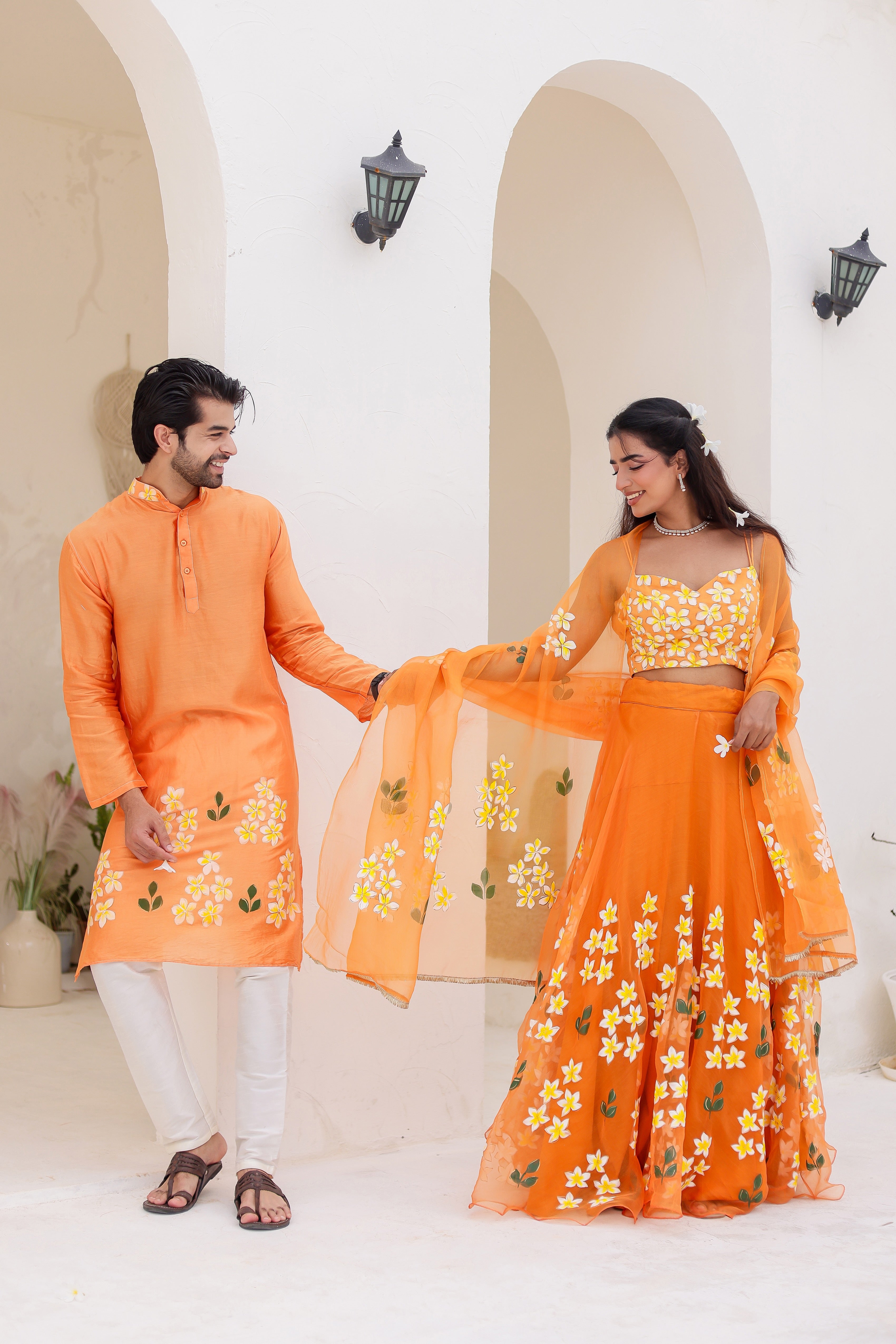 Handpainted Orange Twinning Set
