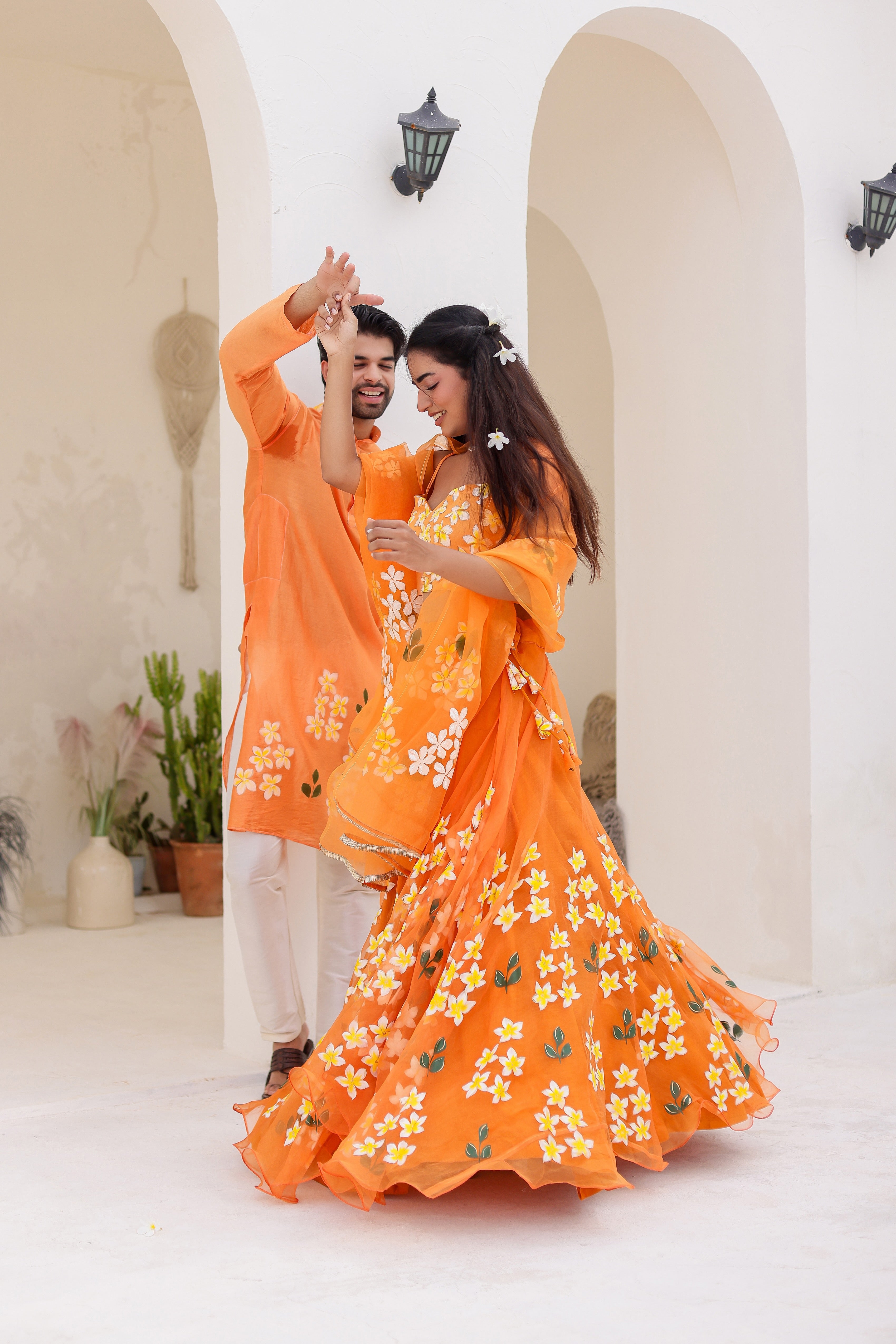 Handpainted Orange Twinning Set