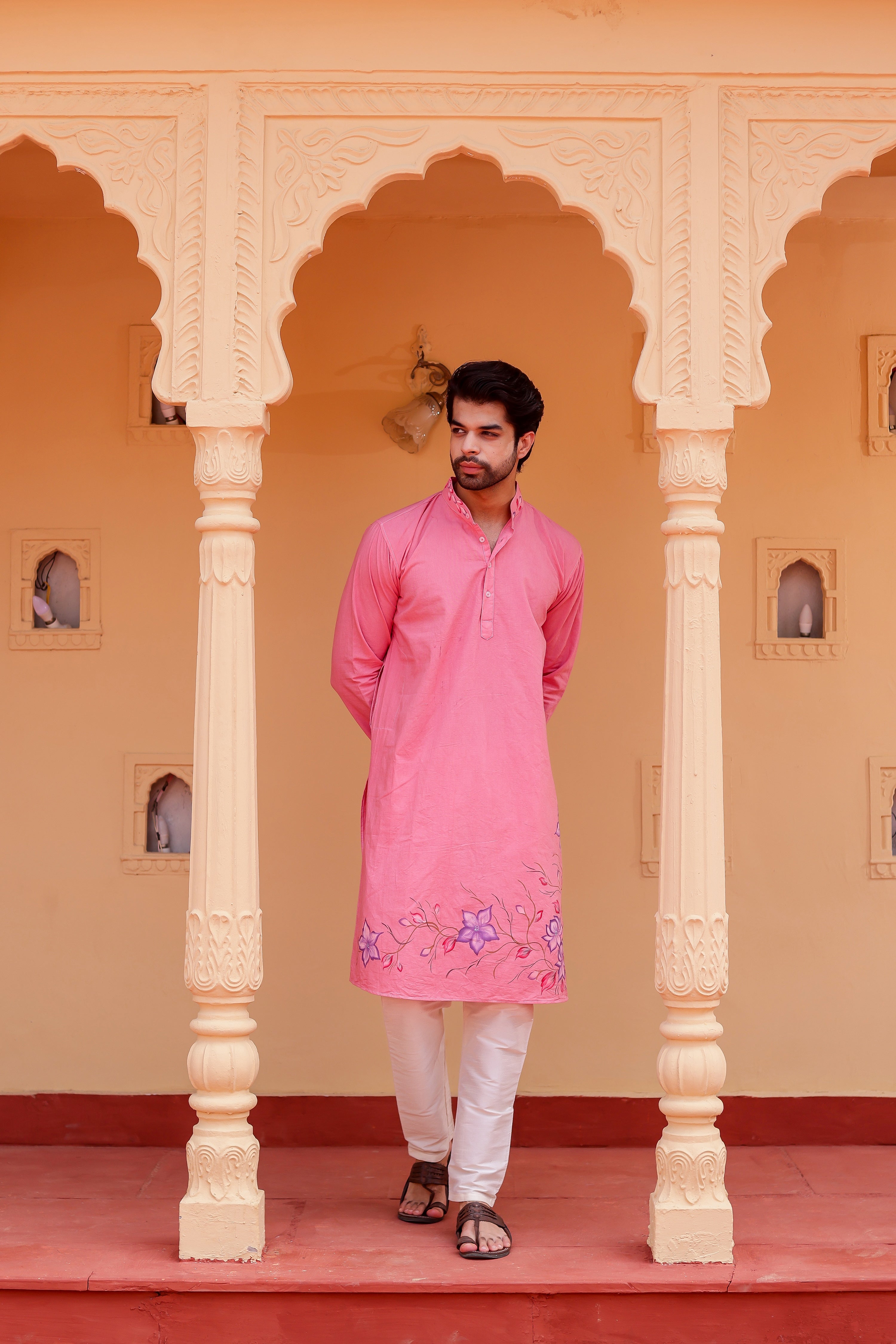 Blush Bloom Kurta (Handpainted Kurta)