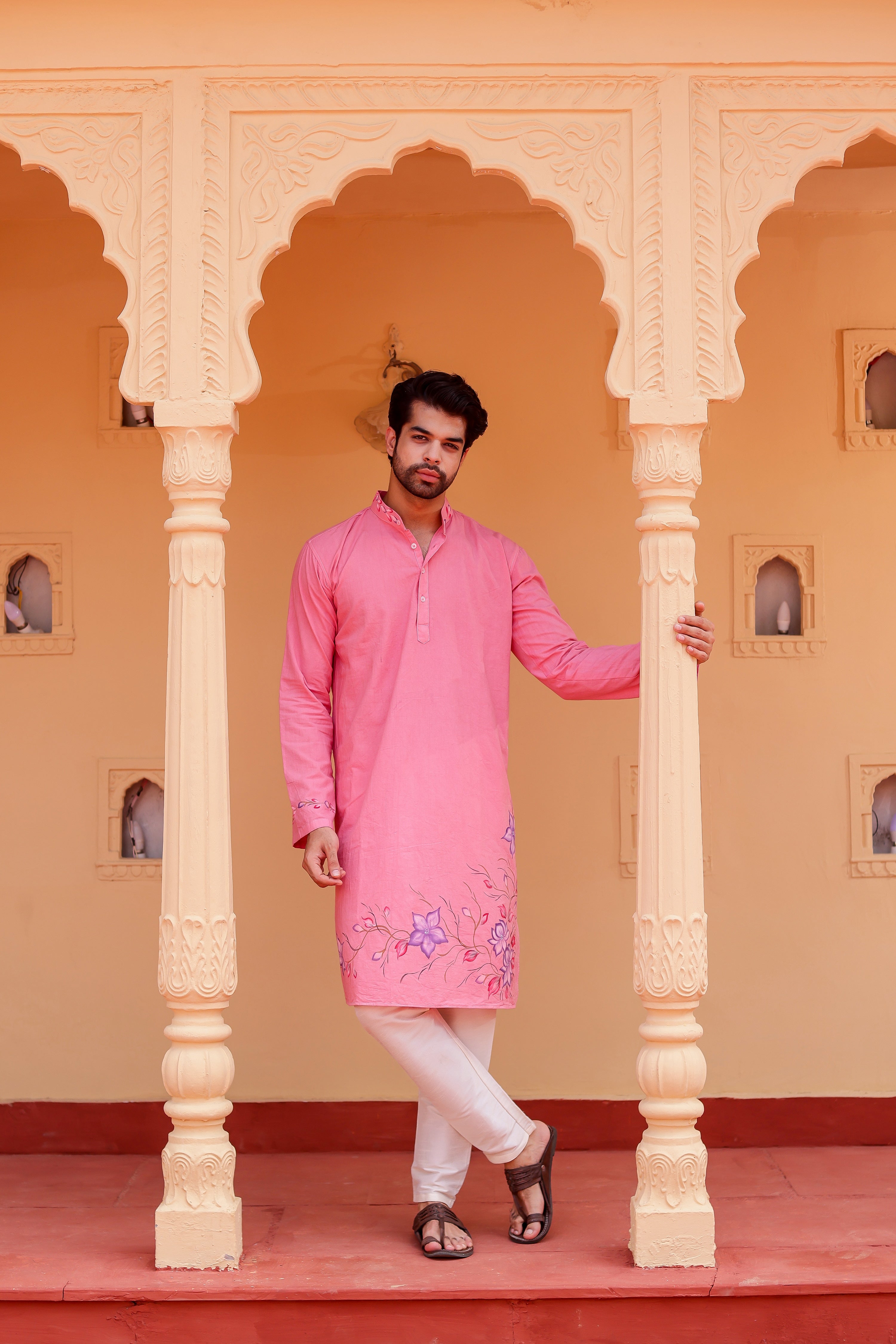 Blush Bloom Kurta (Handpainted Kurta)
