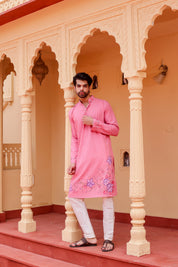 Blush Bloom Kurta (Handpainted Kurta)