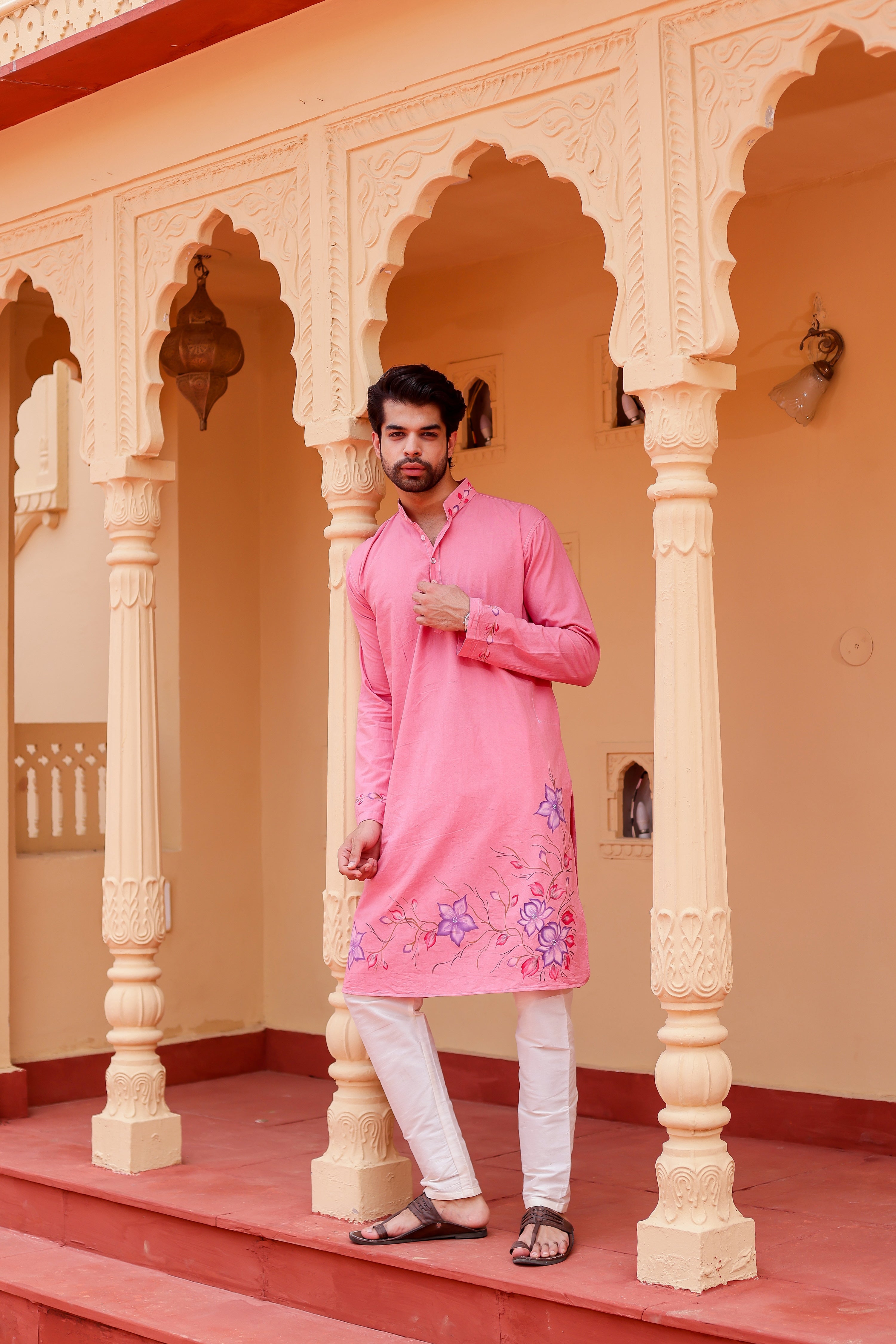 Blush Bloom Kurta (Handpainted Kurta)
