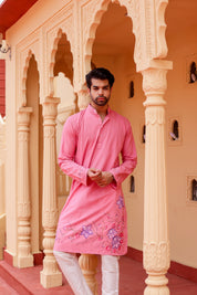 Blush Bloom Kurta (Handpainted Kurta)
