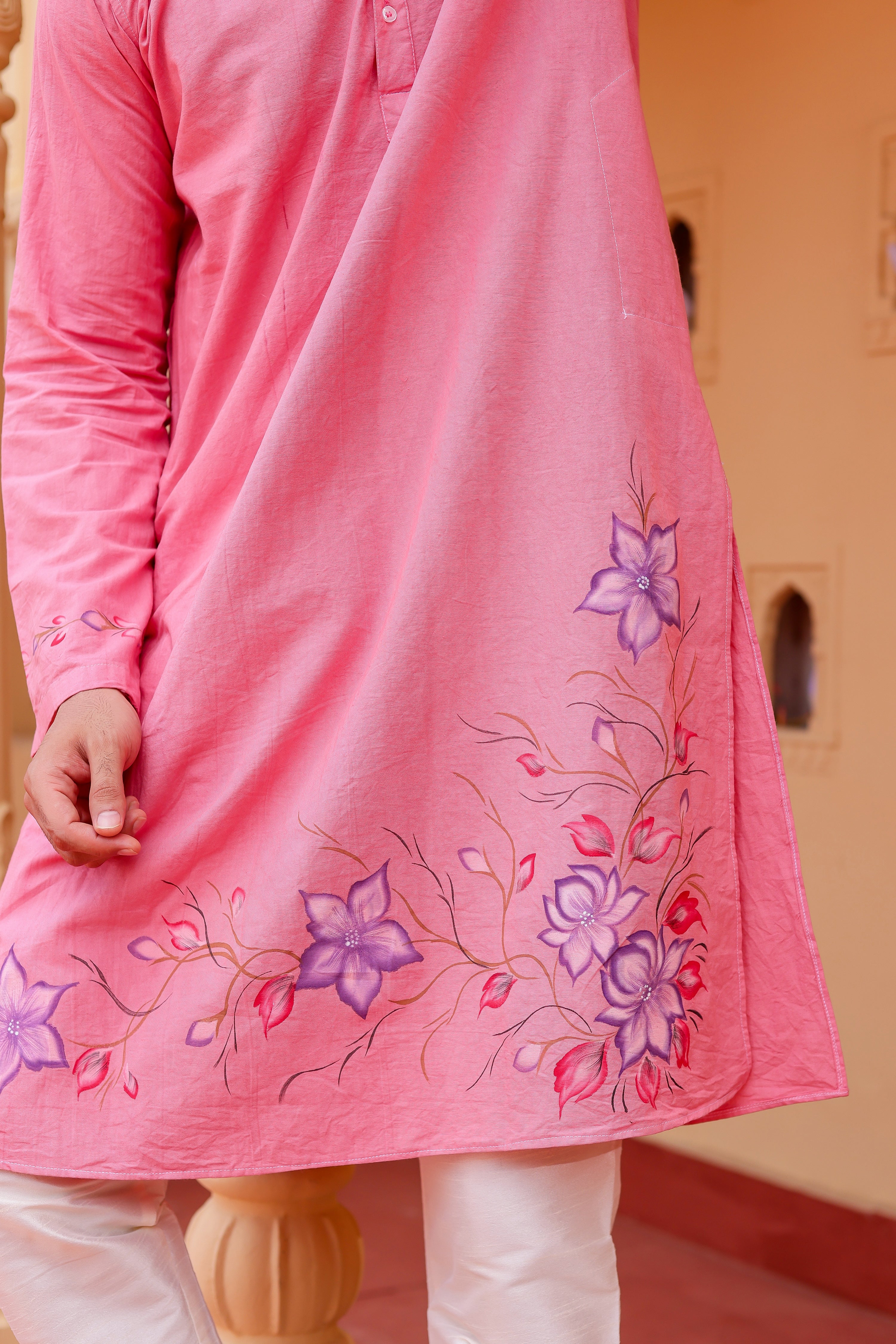Blush Bloom Kurta (Handpainted Kurta)