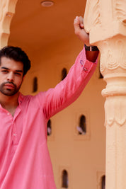 Blush Bloom Kurta (Handpainted Kurta)