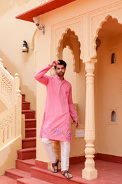 Blush Bloom Kurta (Handpainted Kurta)