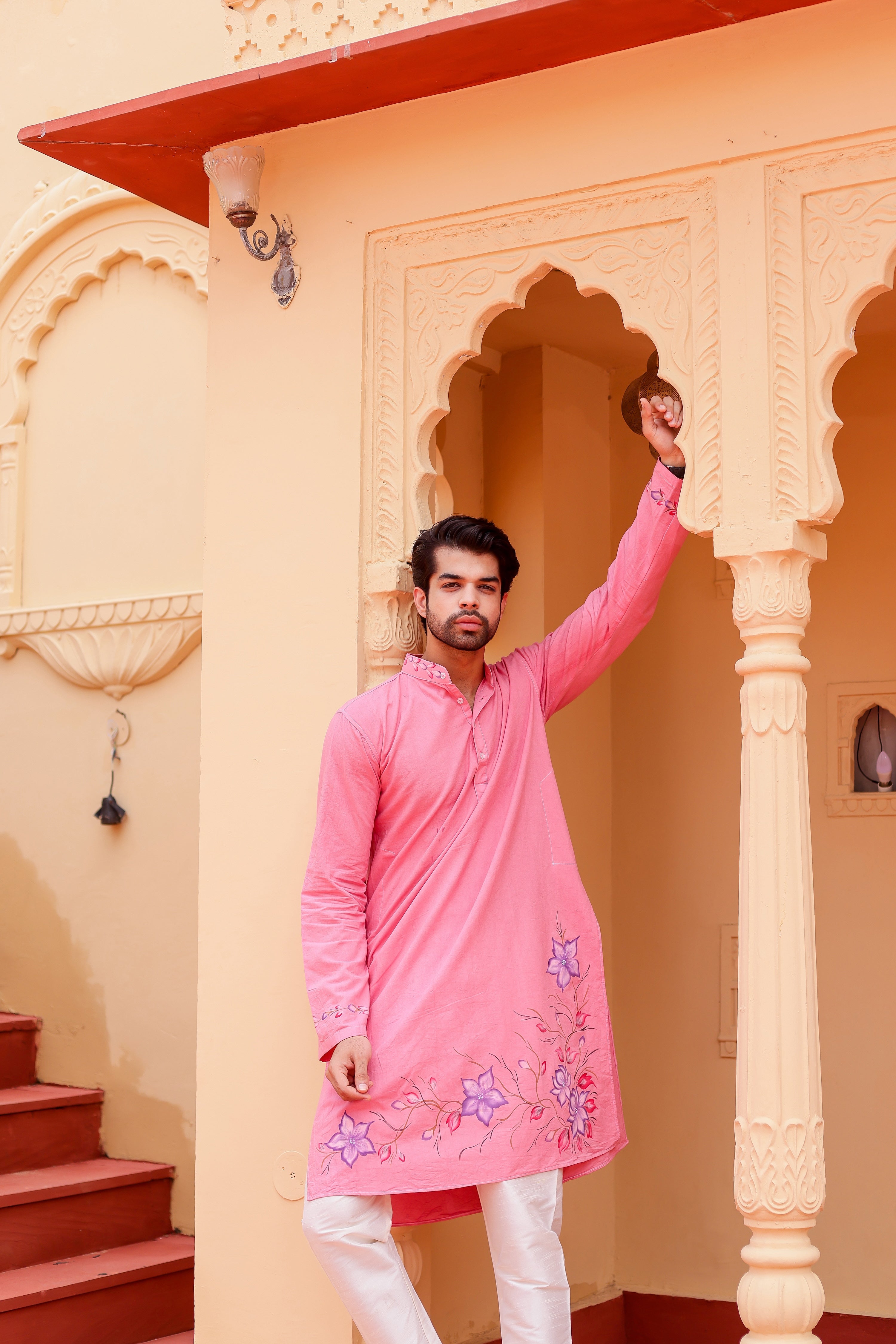 Blush Bloom Kurta (Handpainted Kurta)