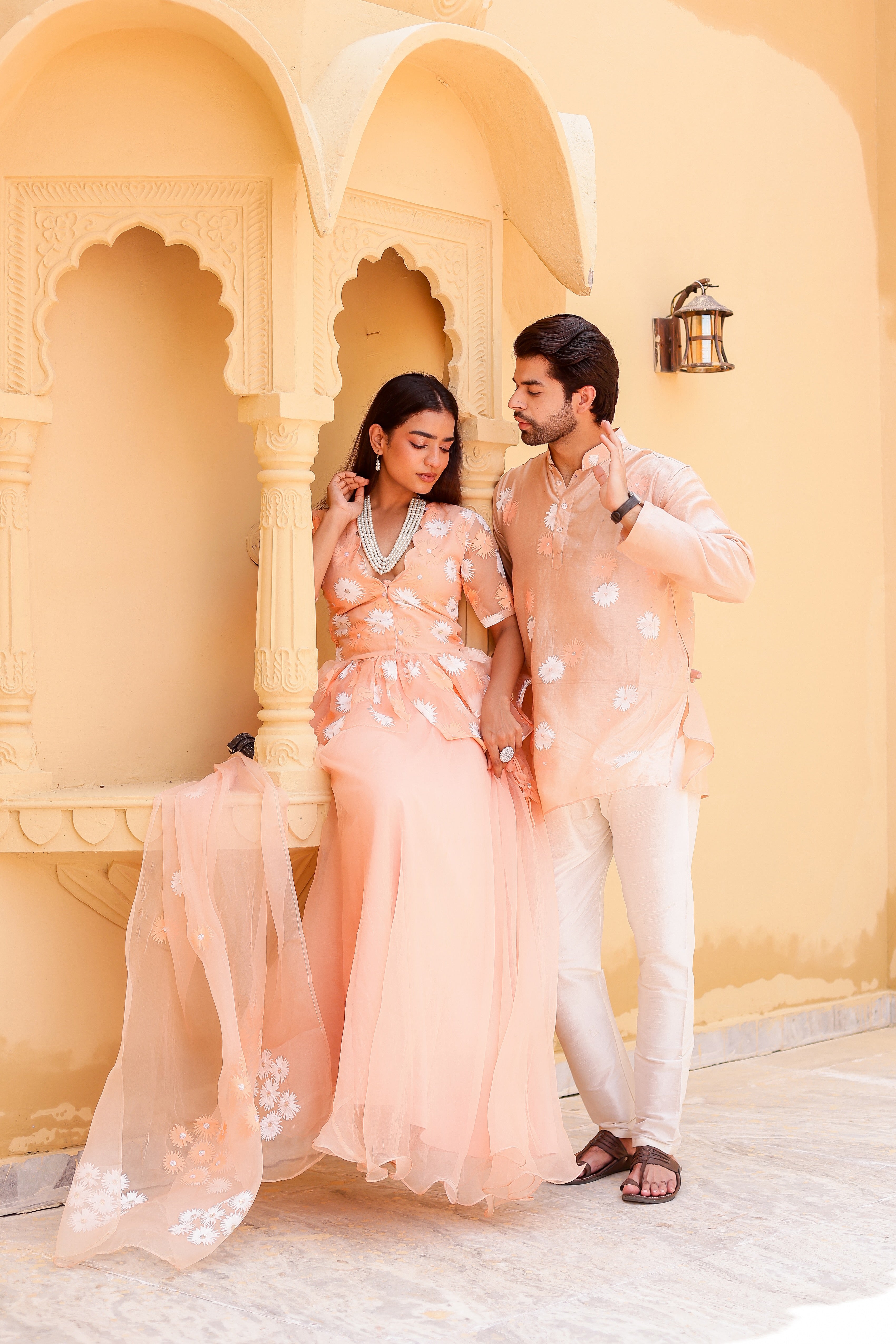 Peach Handpainted Twinning Set for Him & Her