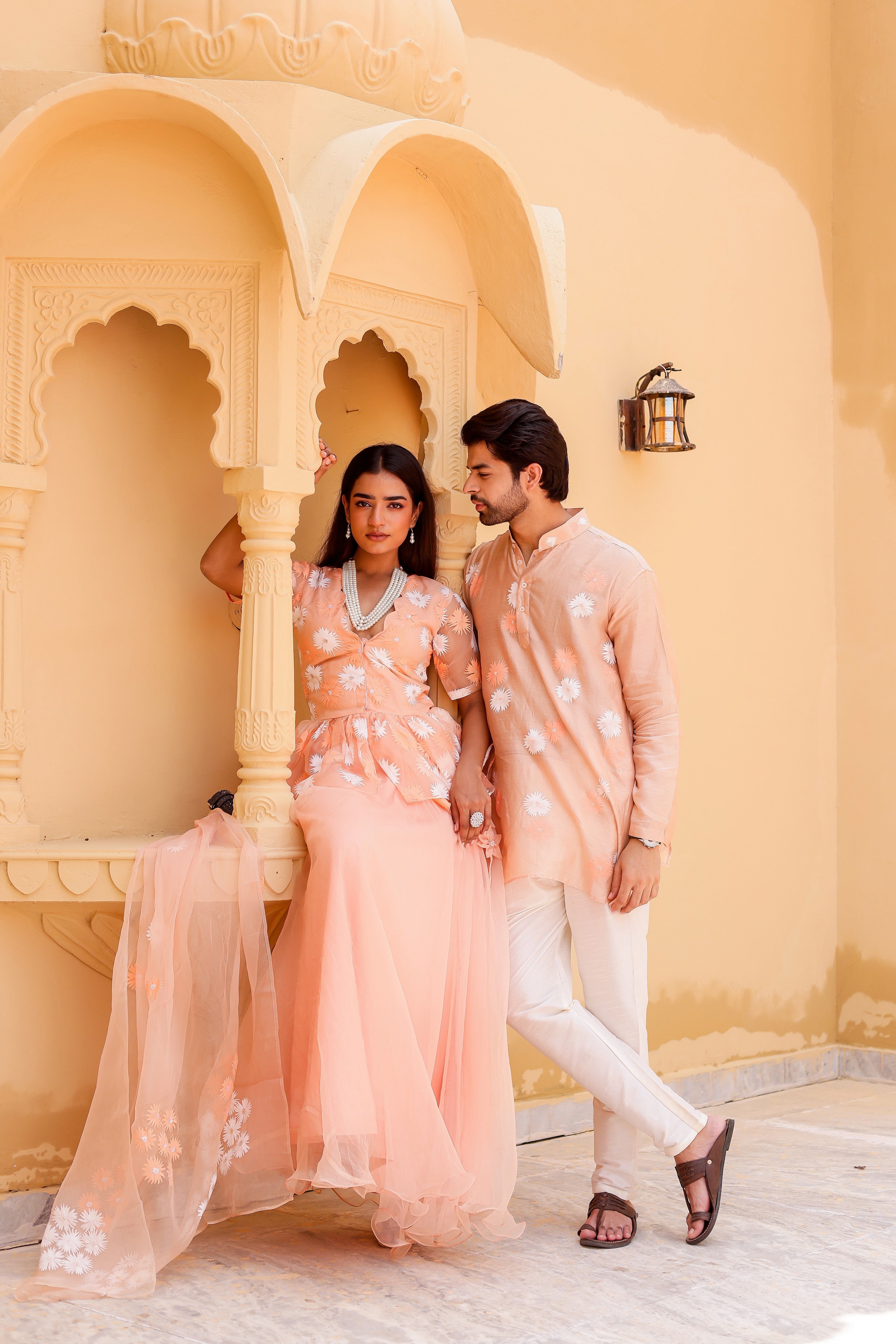 Peach Handpainted Twinning Set for Him & Her