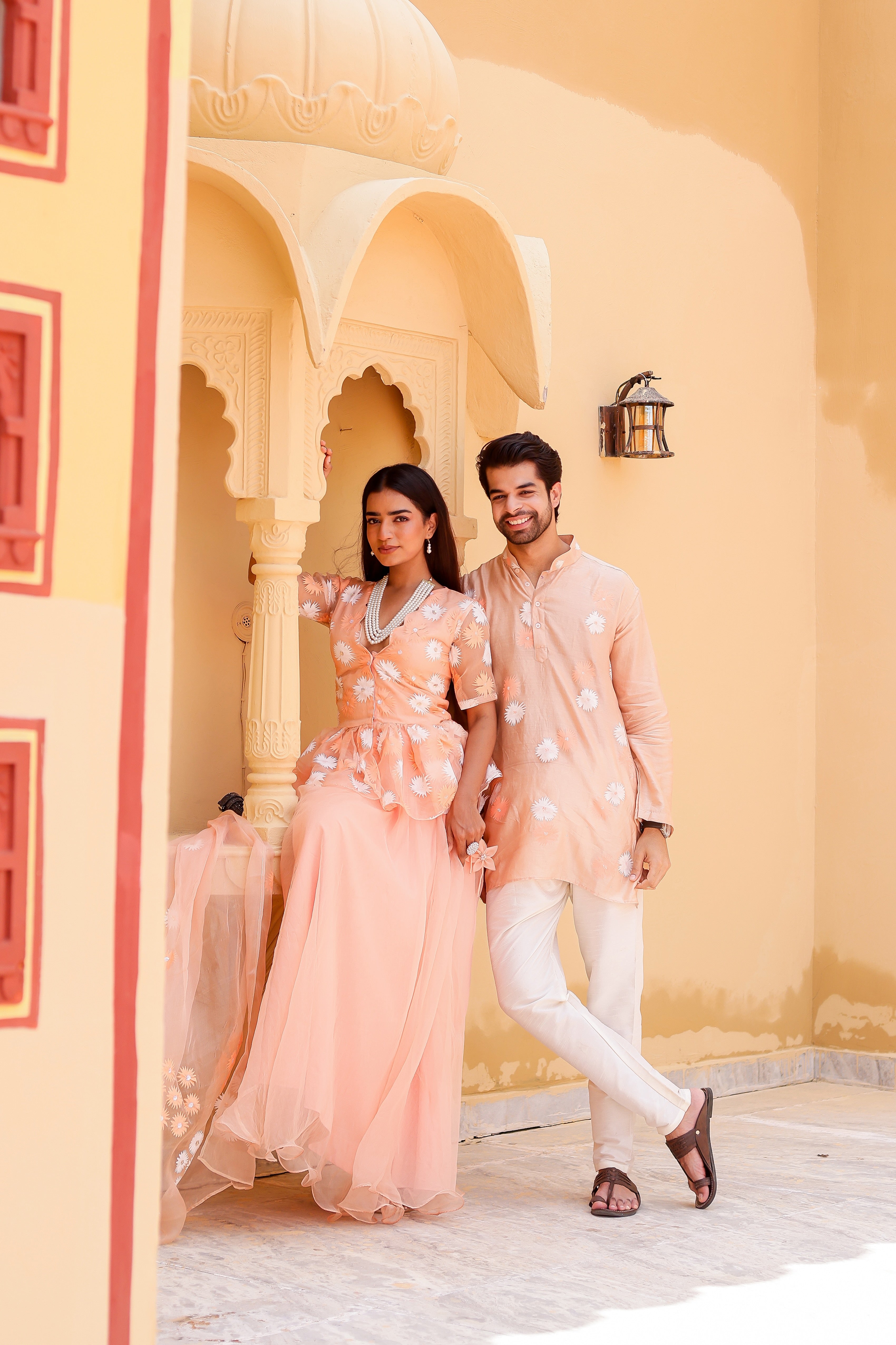 Peach Handpainted Twinning Set for Him & Her