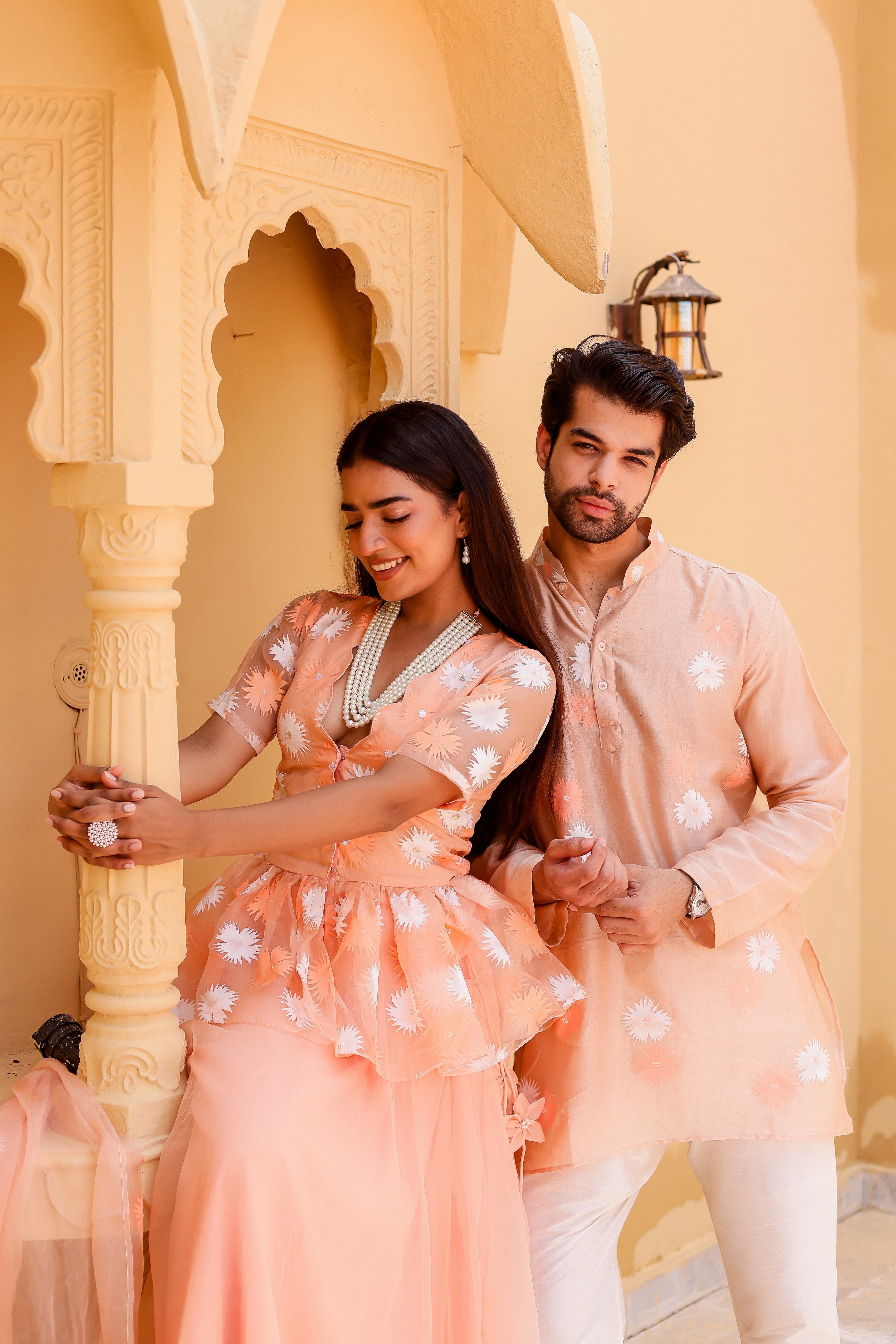 Peach Handpainted Twinning Set for Him & Her