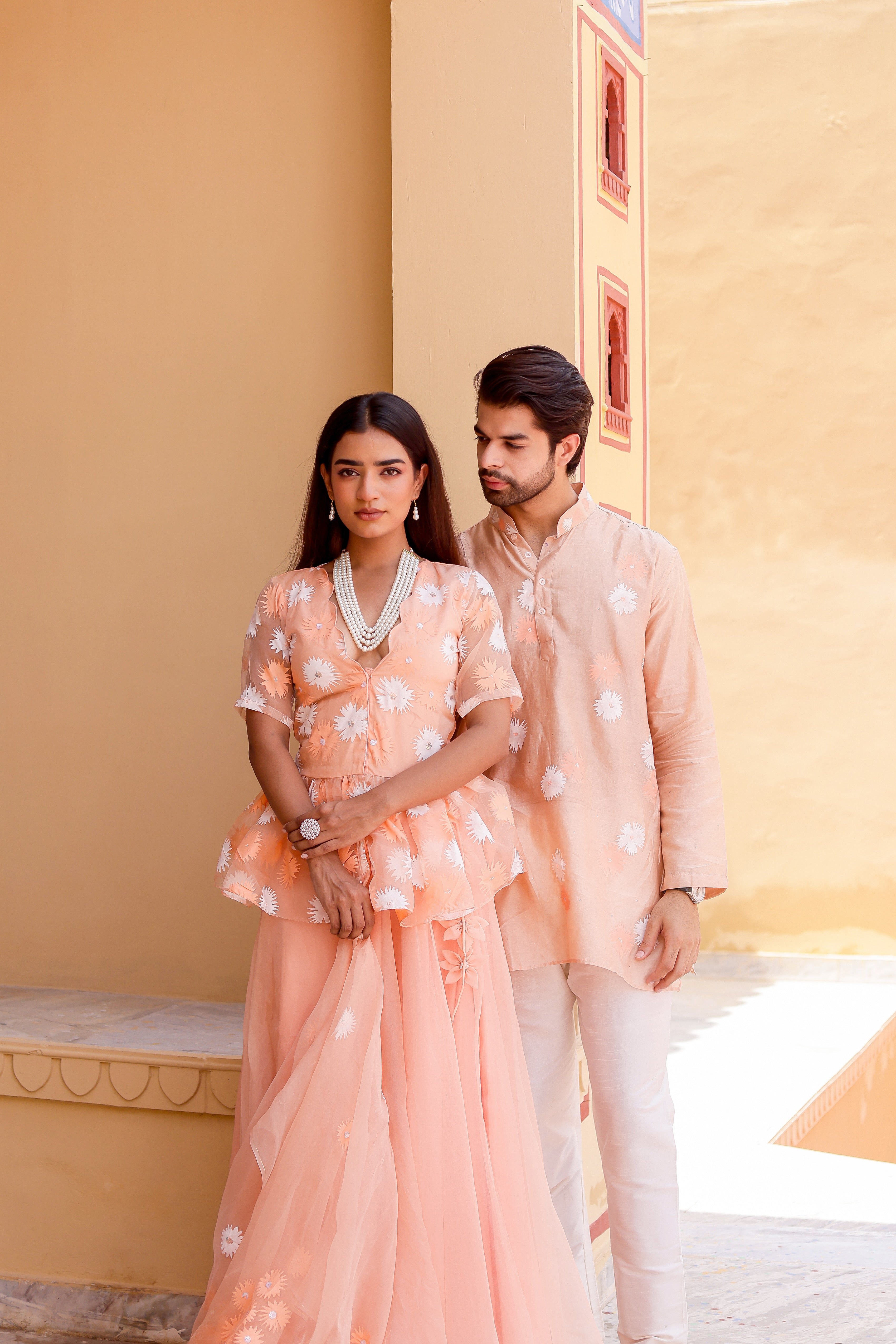 Peach Handpainted Twinning Set for Him & Her