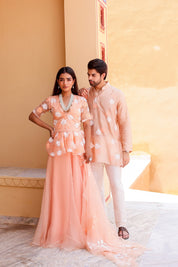 Peach Handpainted Twinning Set for Him & Her