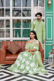 Pastel Green Handpainted Twinning Set for Him & Her