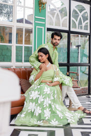 Pastel Green Handpainted Twinning Set for Him & Her