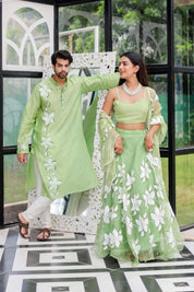 Pastel Green Handpainted Twinning Set for Him & Her