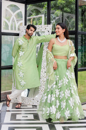 Pastel Green Handpainted Twinning Set for Him & Her