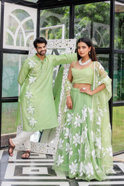 Pastel Green Handpainted Twinning Set for Him & Her