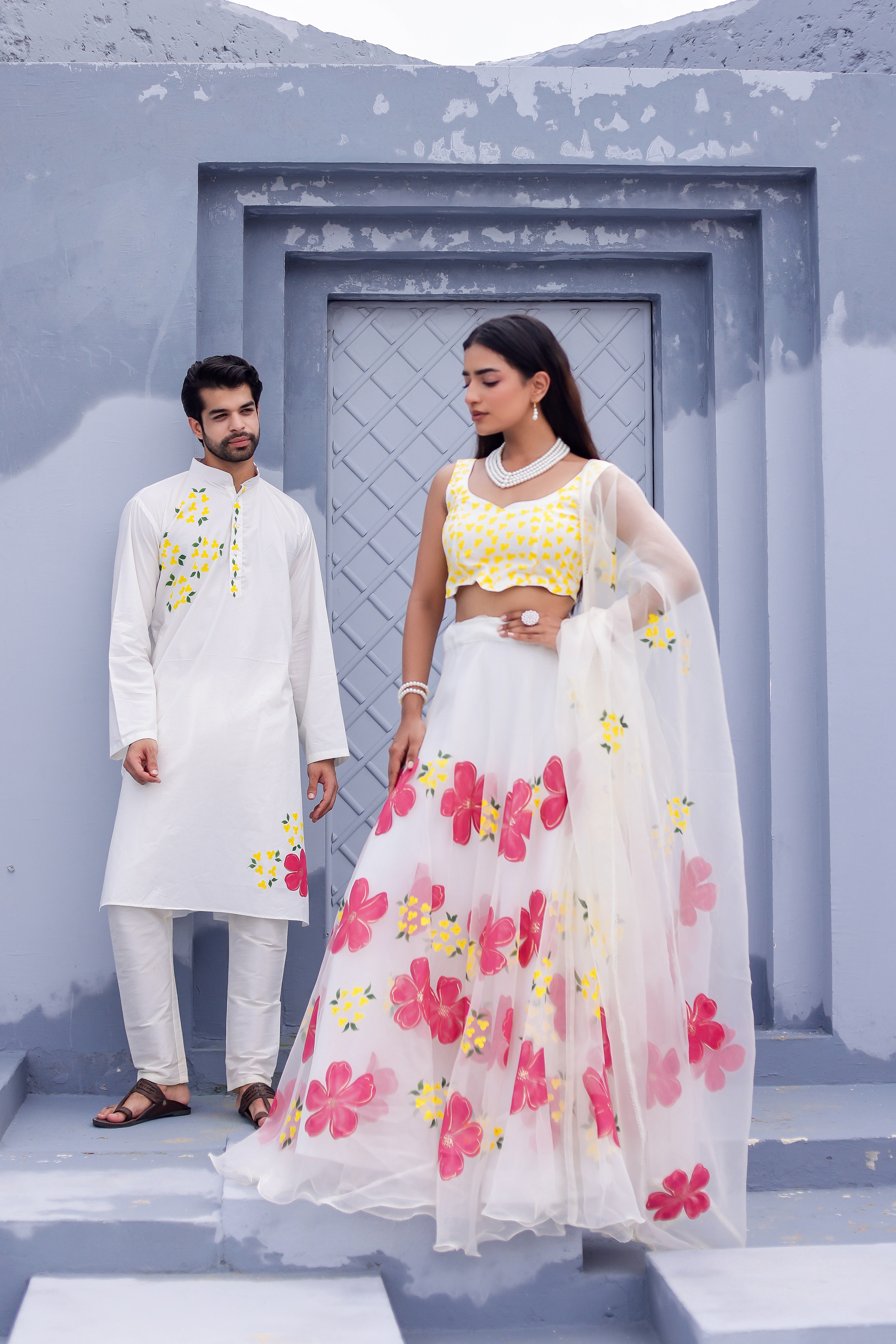 Handpainted White Twinning Set for Him & Her