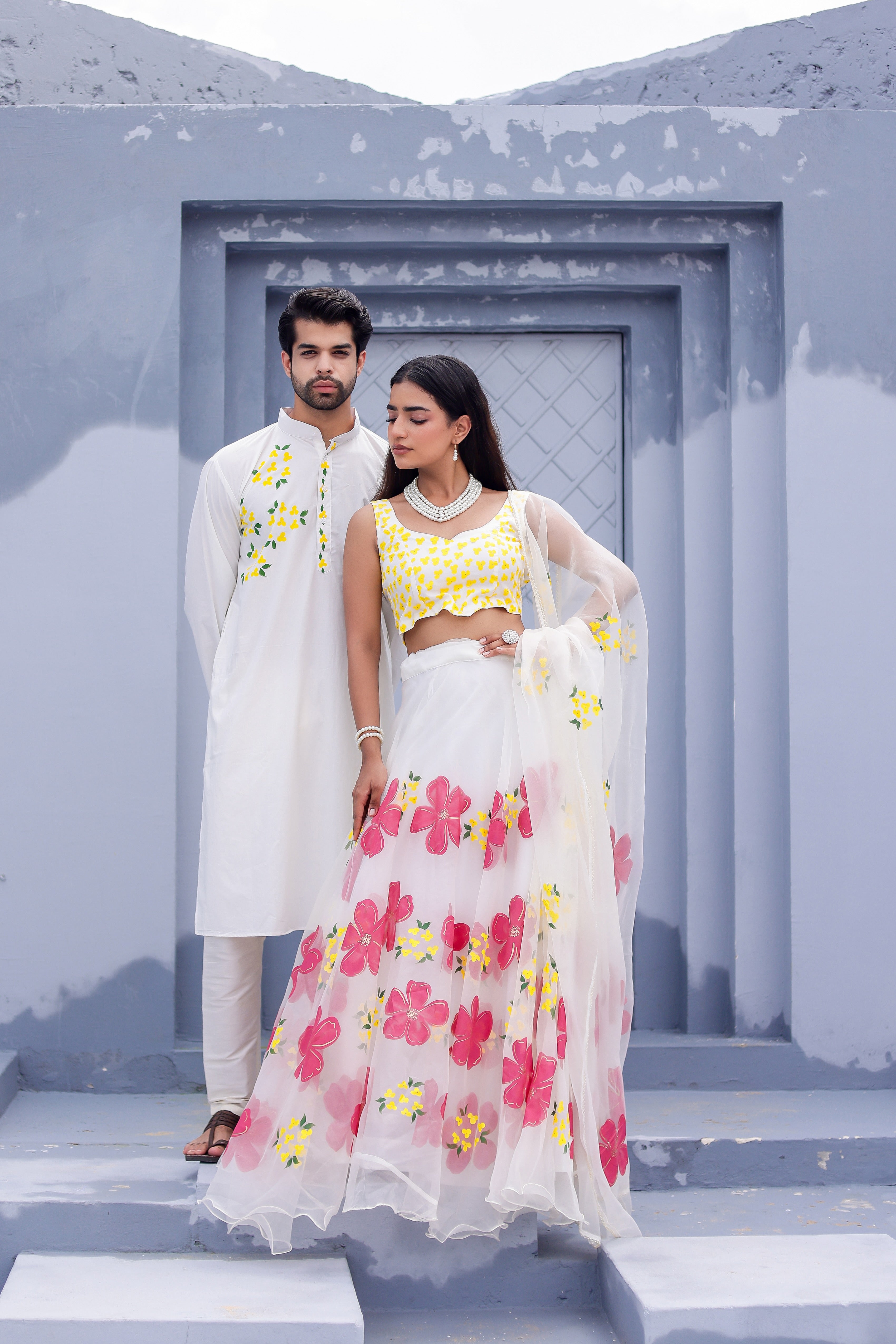 Handpainted White Twinning Set for Him & Her