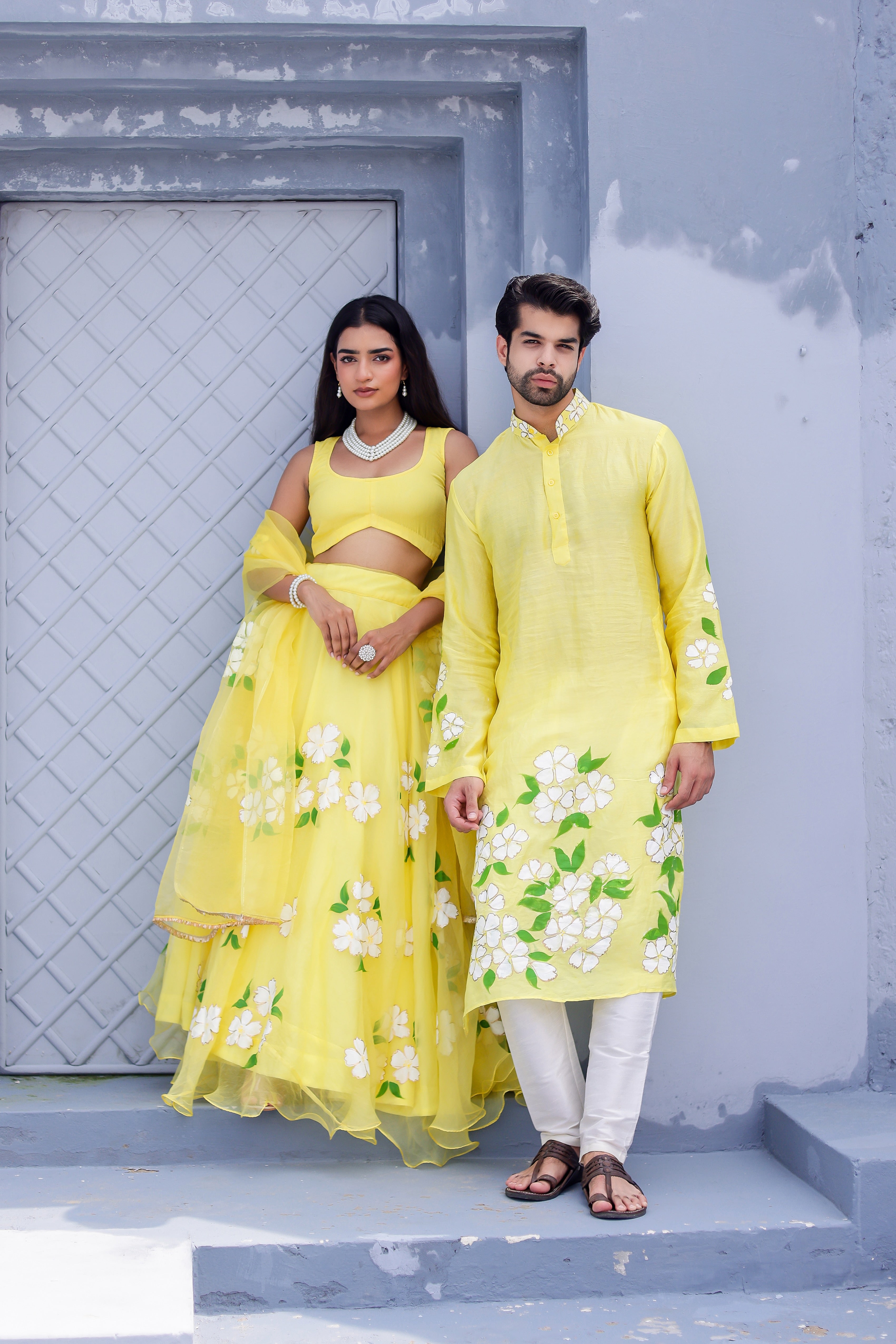 Handpainted Yellow Twinning Set for Him & Her