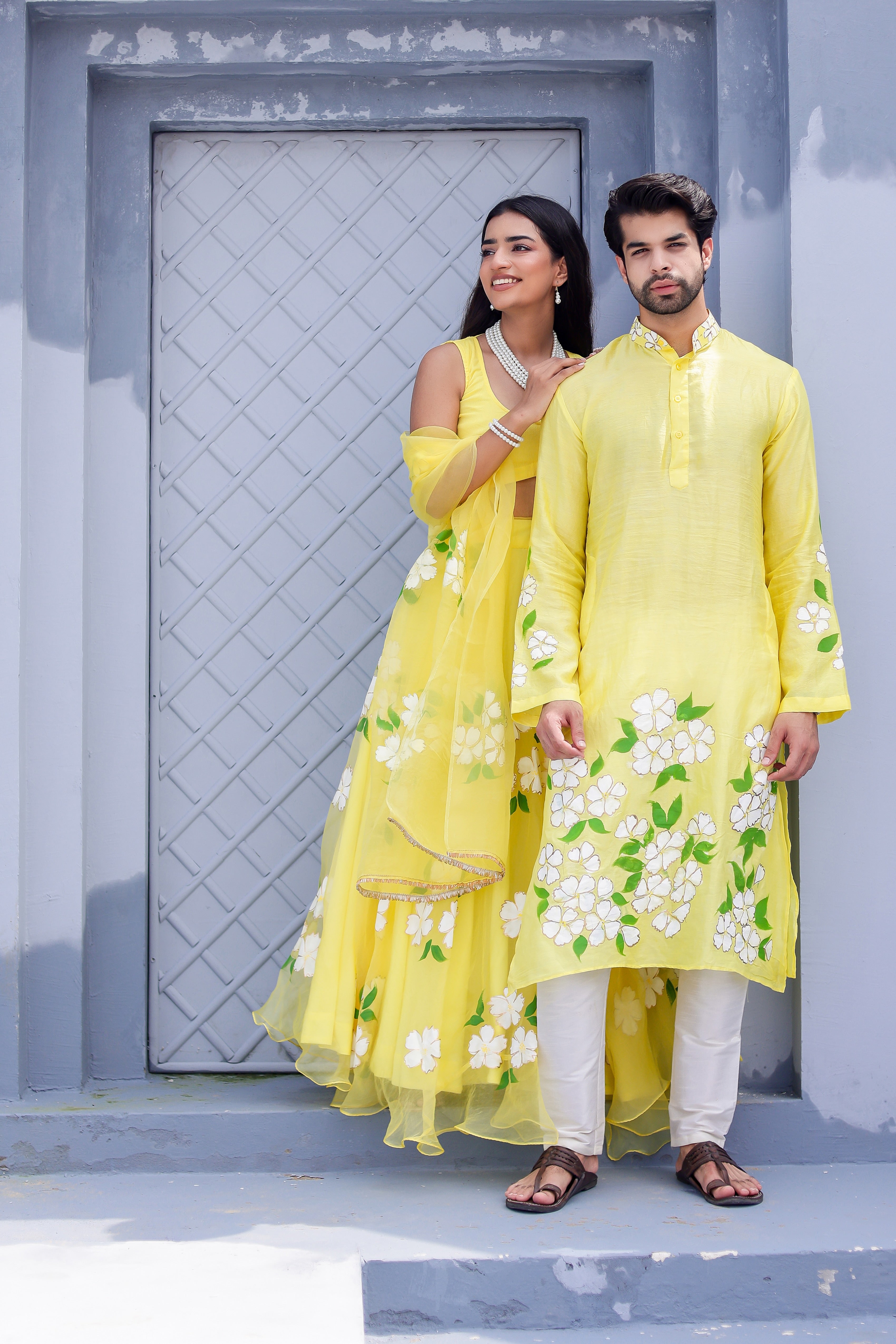 Handpainted Yellow Twinning Set for Him & Her