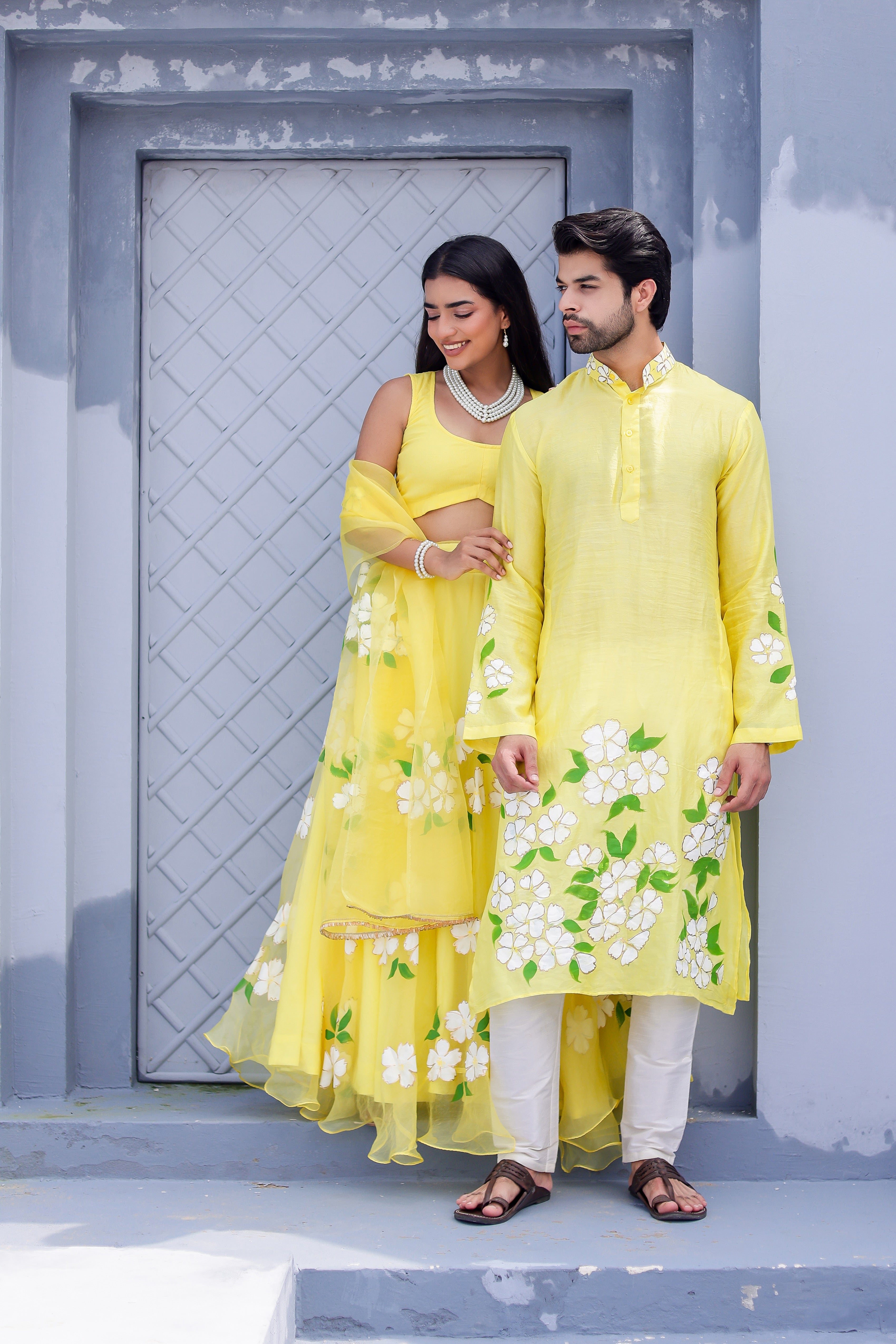 Handpainted Yellow Twinning Set for Him & Her