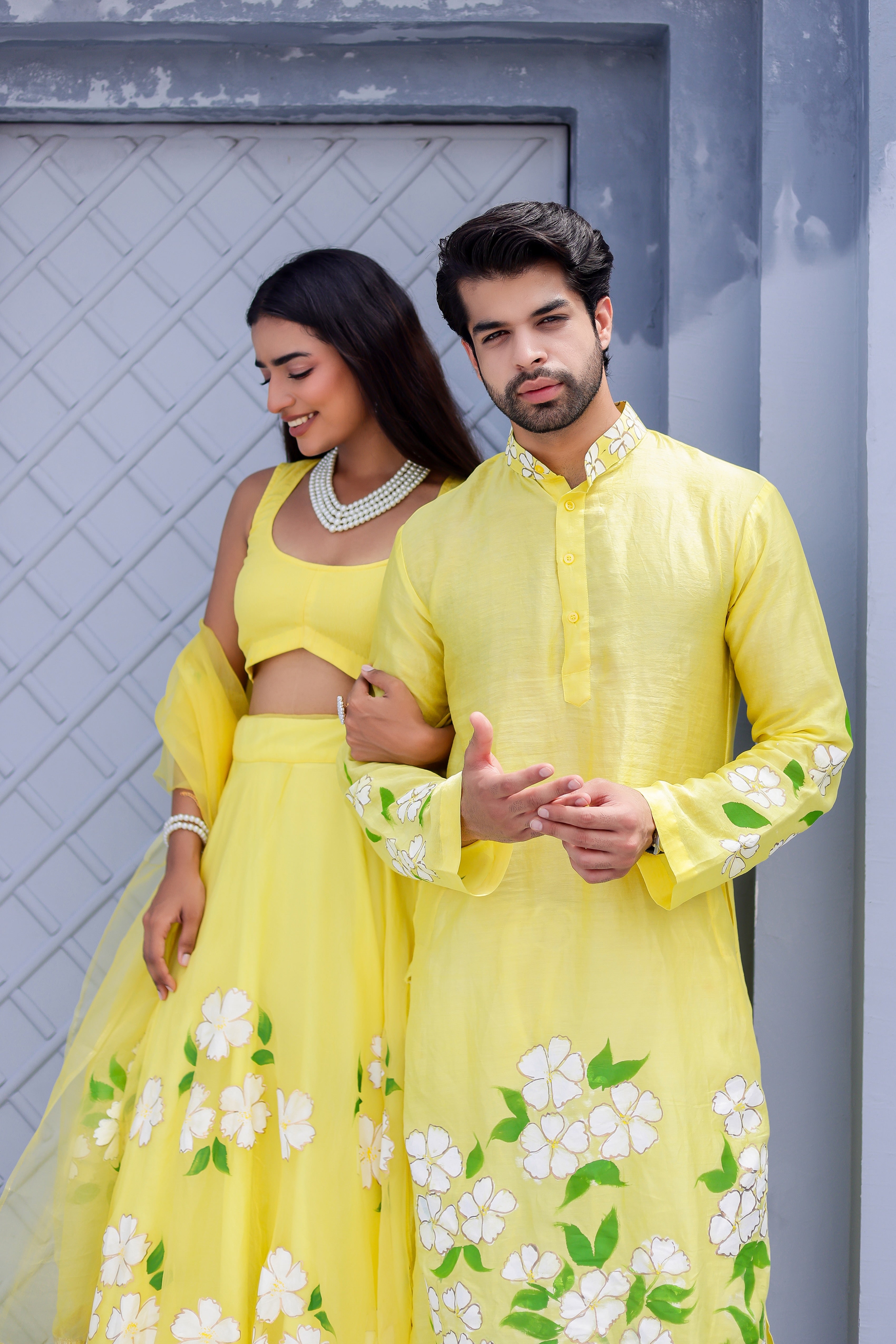 Handpainted Yellow Twinning Set for Him & Her