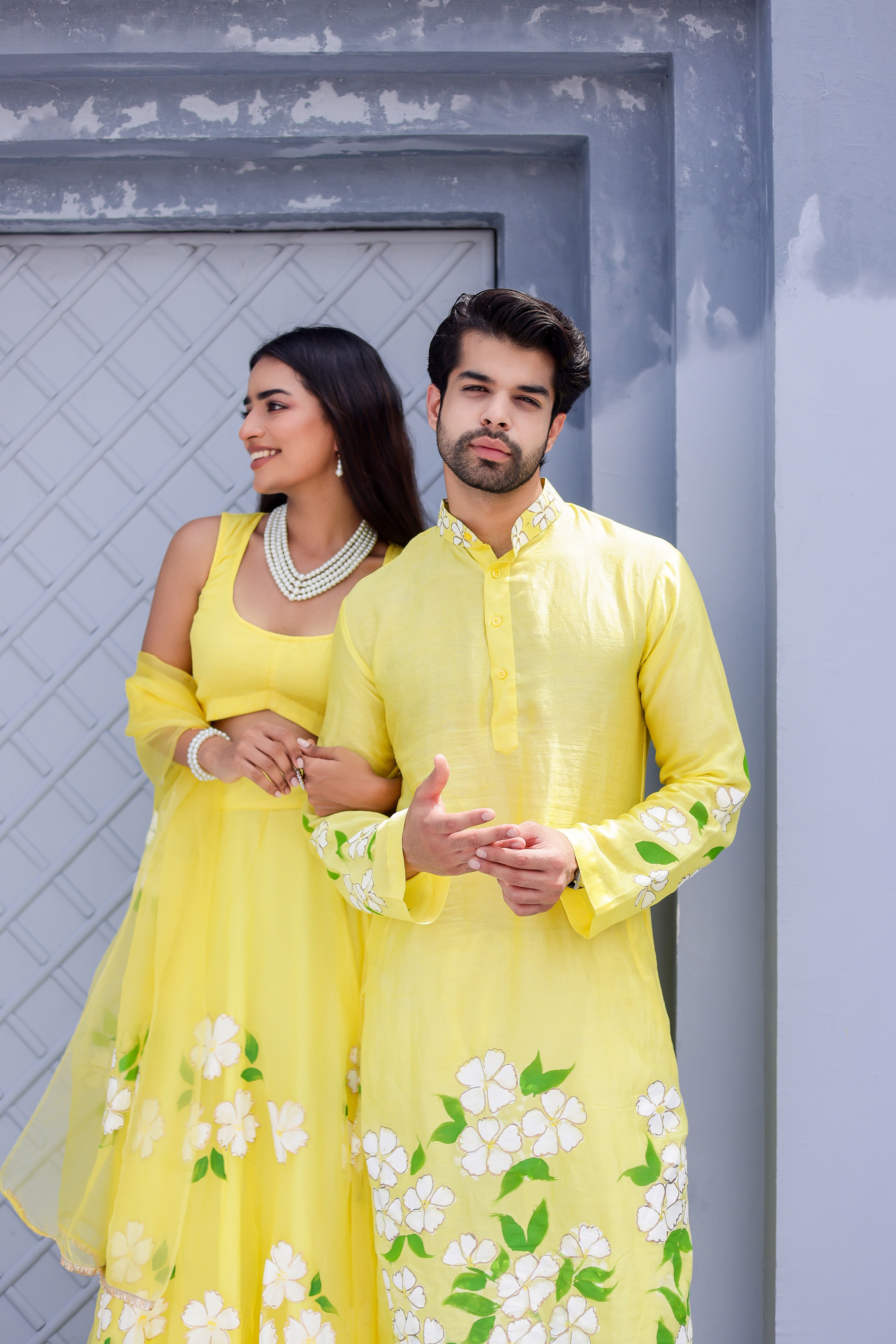 Handpainted Yellow Twinning Set for Him & Her