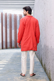 Rust Rose Kurta (Handpainted Kurta with Cutdana Embroidery)