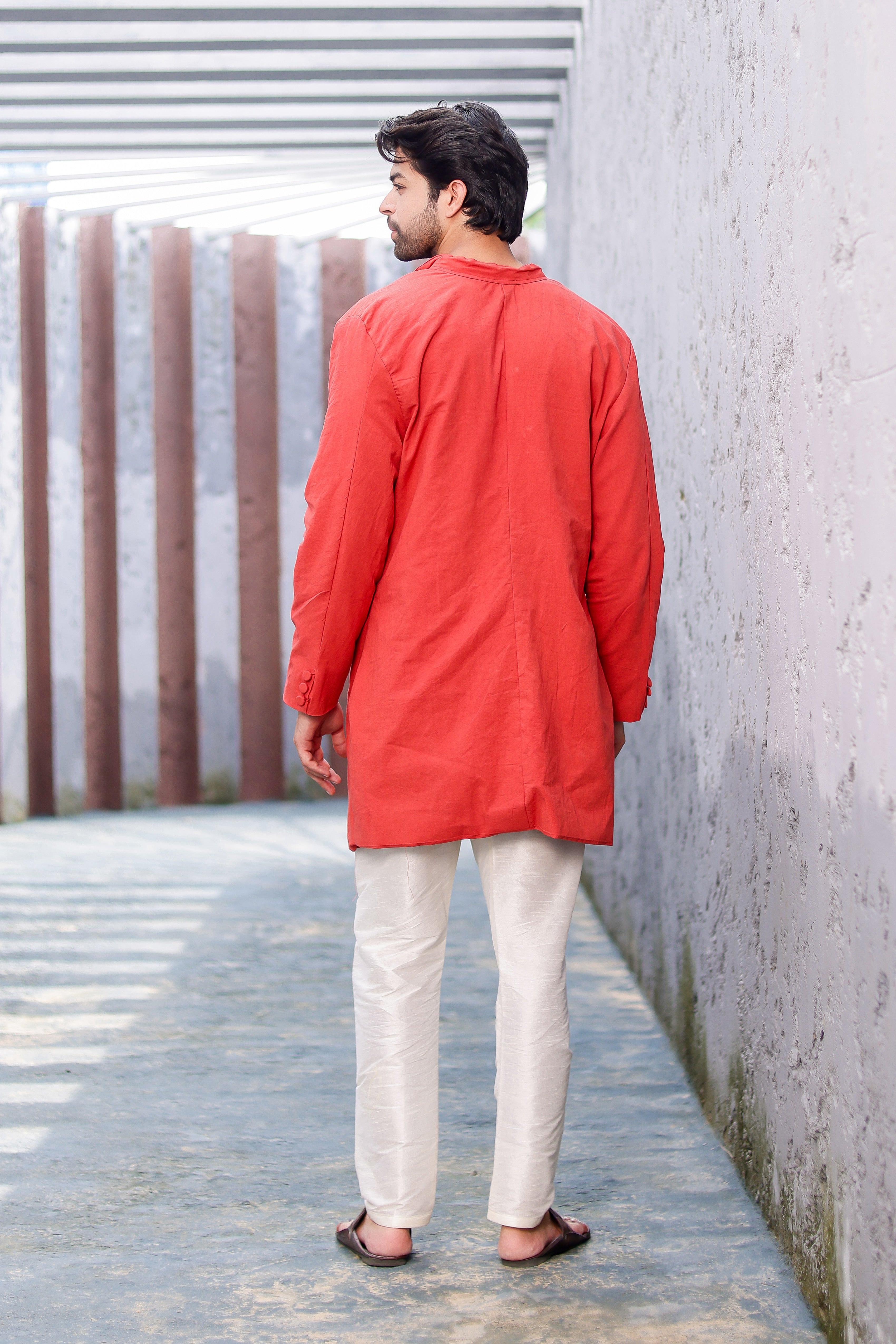 Rust Rose Kurta (Handpainted Kurta with Cutdana Embroidery)