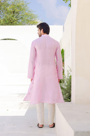 Blush Whisper Kurta (Handpainted Pink Chanderi Silk Kurta with Sequins work)