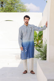 Blue Horizon Kurta (Handpainted Blue Ombre Kurta)