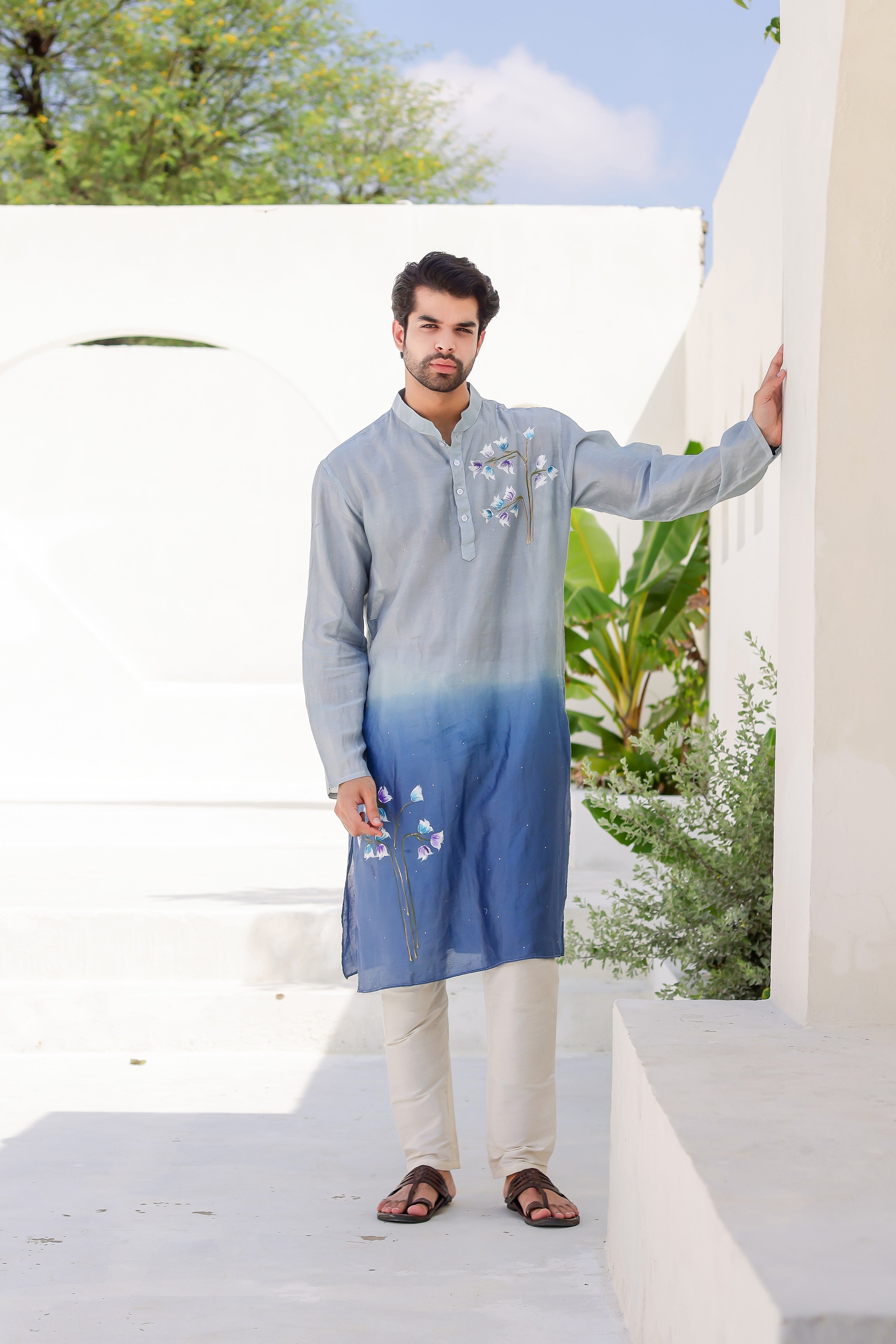 Blue Horizon Kurta (Handpainted Blue Ombre Kurta)