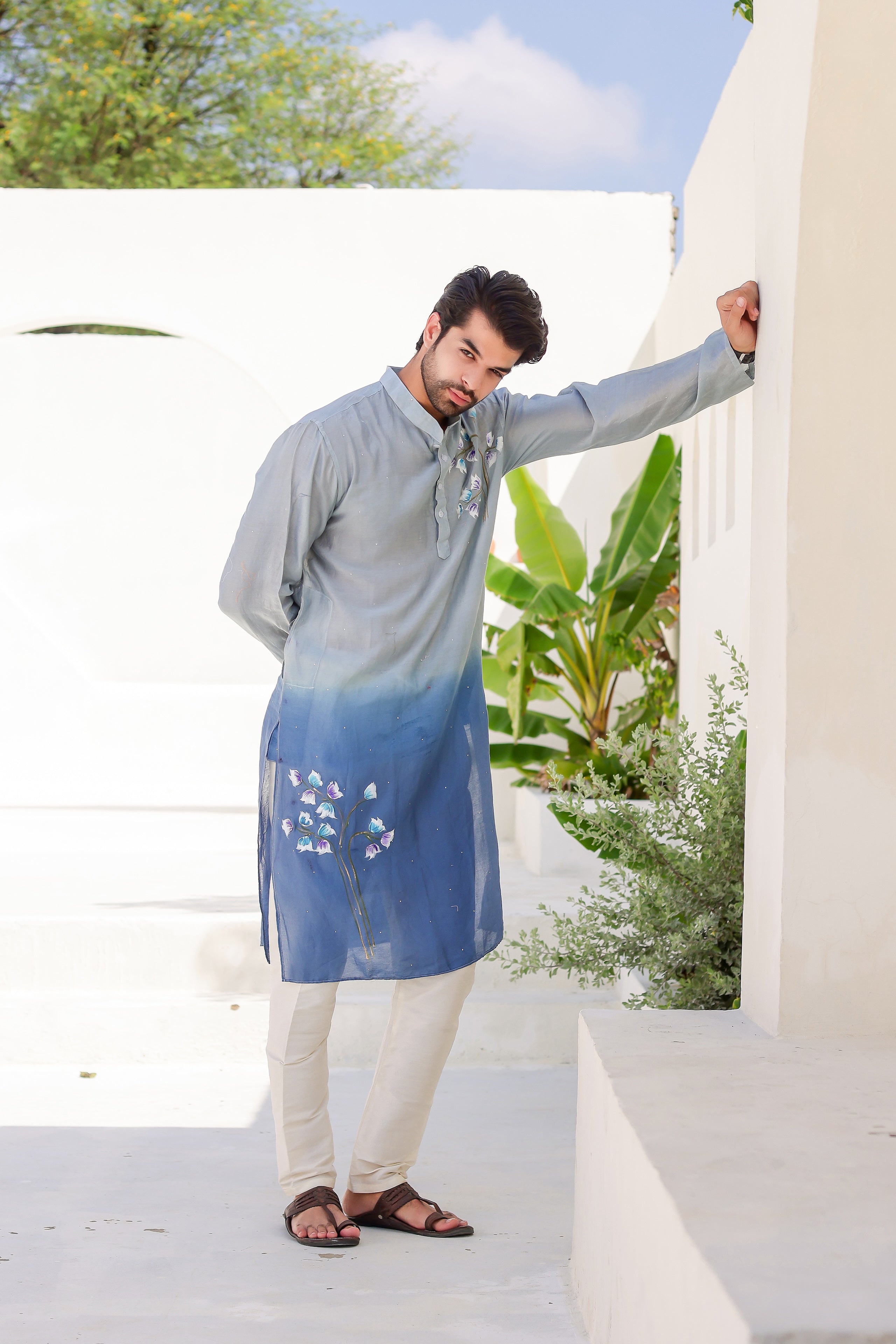 Blue Horizon Kurta (Handpainted Blue Ombre Kurta)