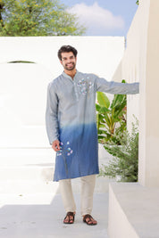 Blue Horizon Kurta (Handpainted Blue Ombre Kurta)