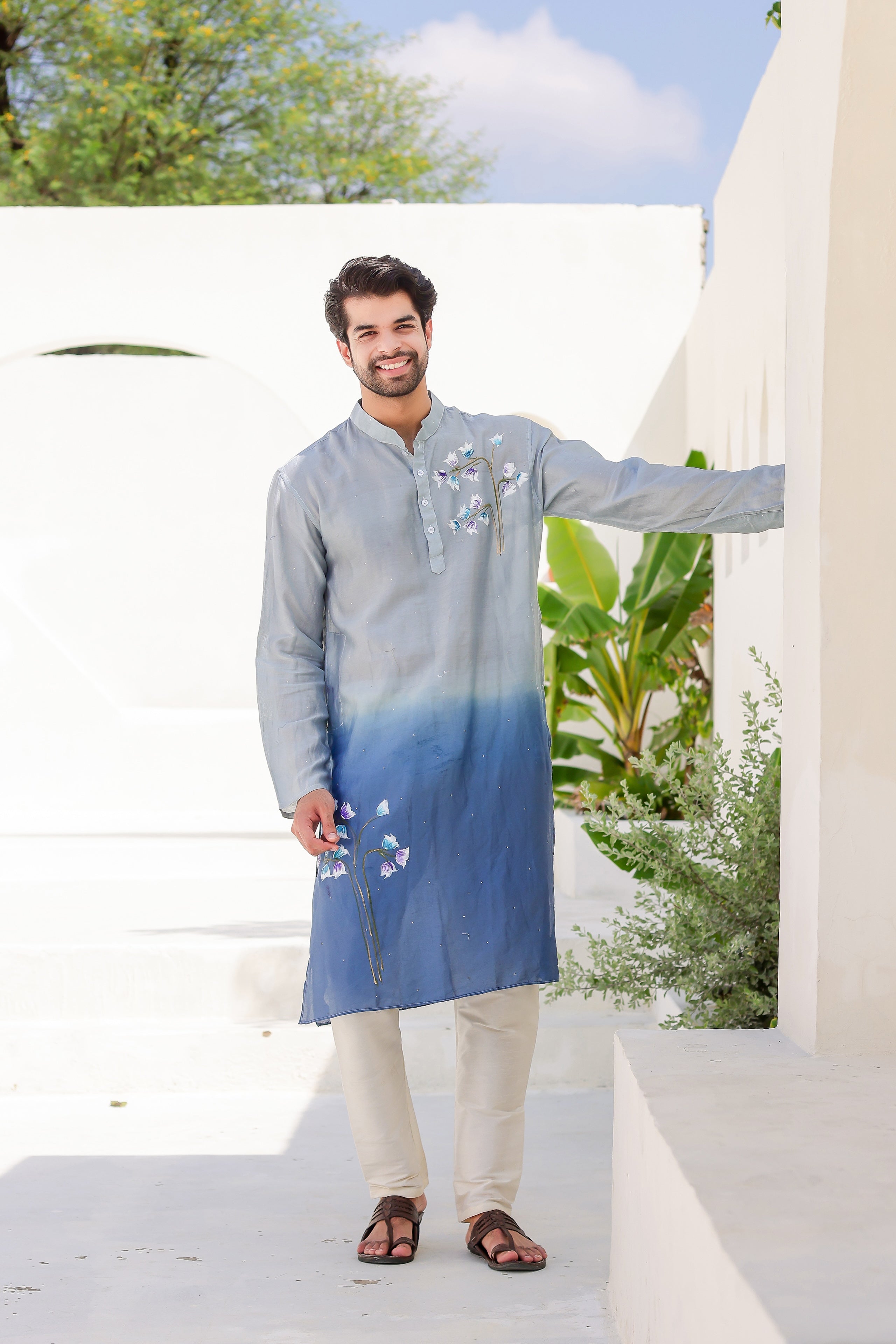 Blue Horizon Kurta (Handpainted Blue Ombre Kurta)