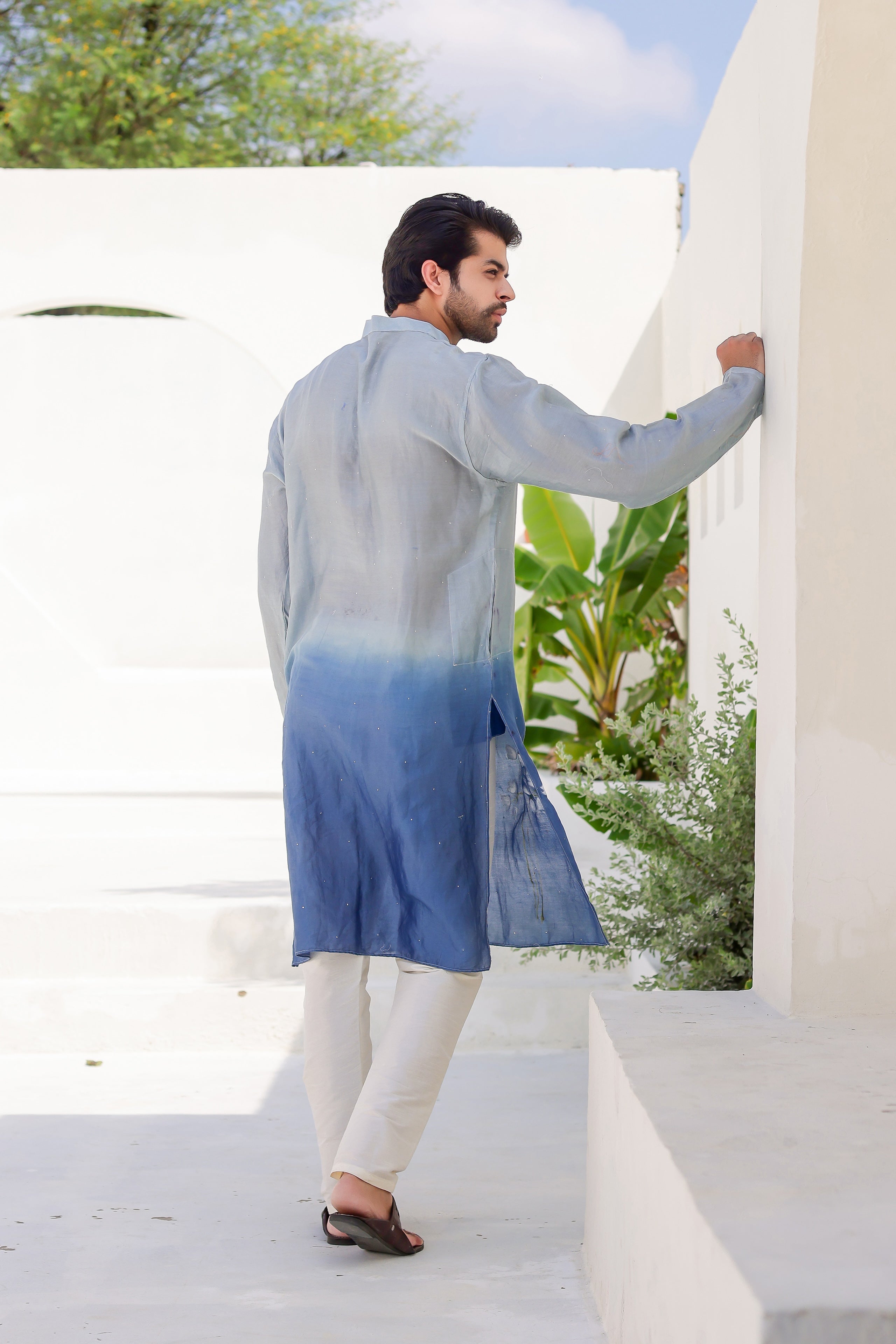 Blue Horizon Kurta (Handpainted Blue Ombre Kurta)