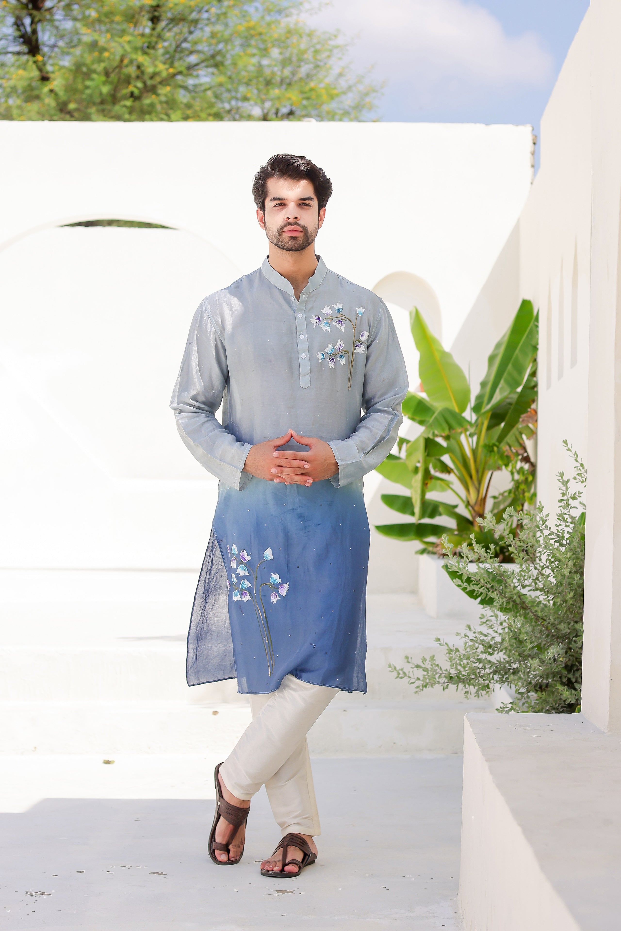 Blue Horizon Kurta (Handpainted Blue Ombre Kurta)