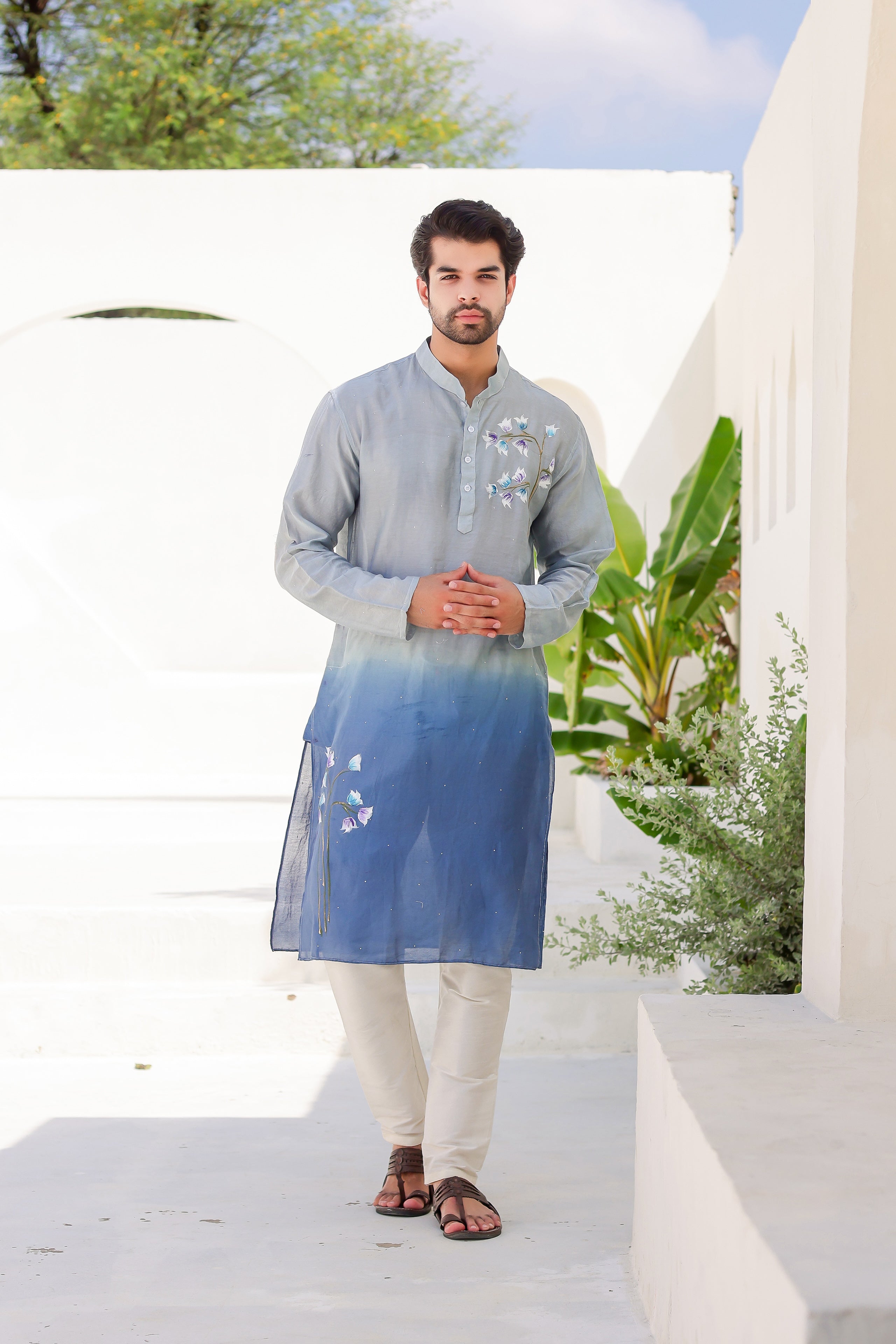Blue Horizon Kurta (Handpainted Blue Ombre Kurta)