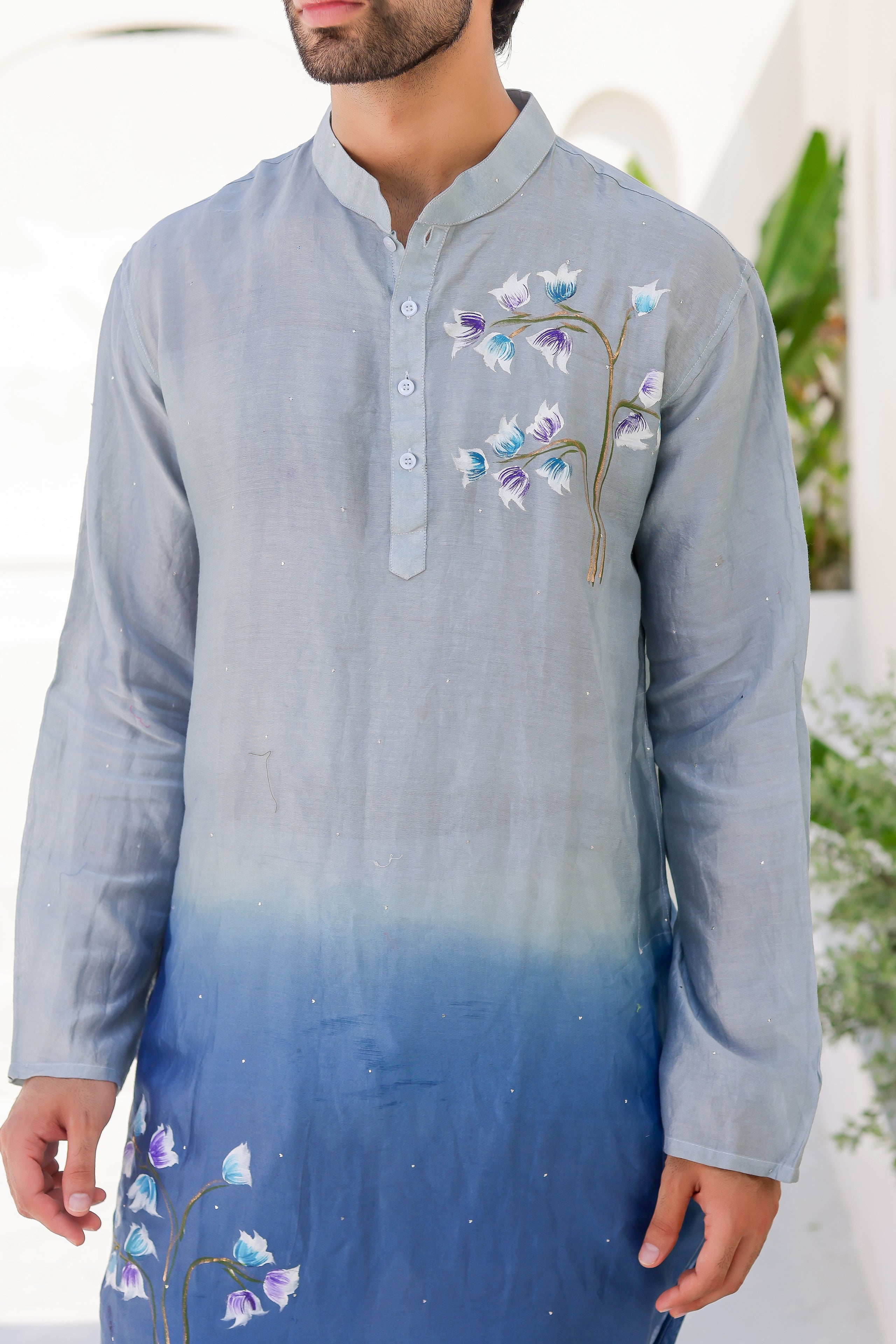 Blue Horizon Kurta (Handpainted Blue Ombre Kurta)