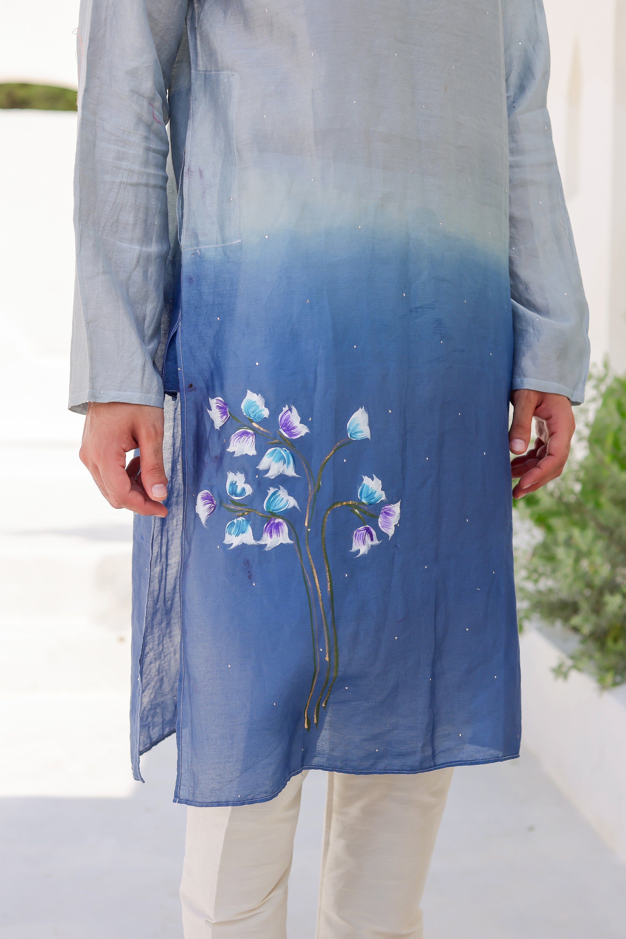 Blue Horizon Kurta (Handpainted Blue Ombre Kurta)