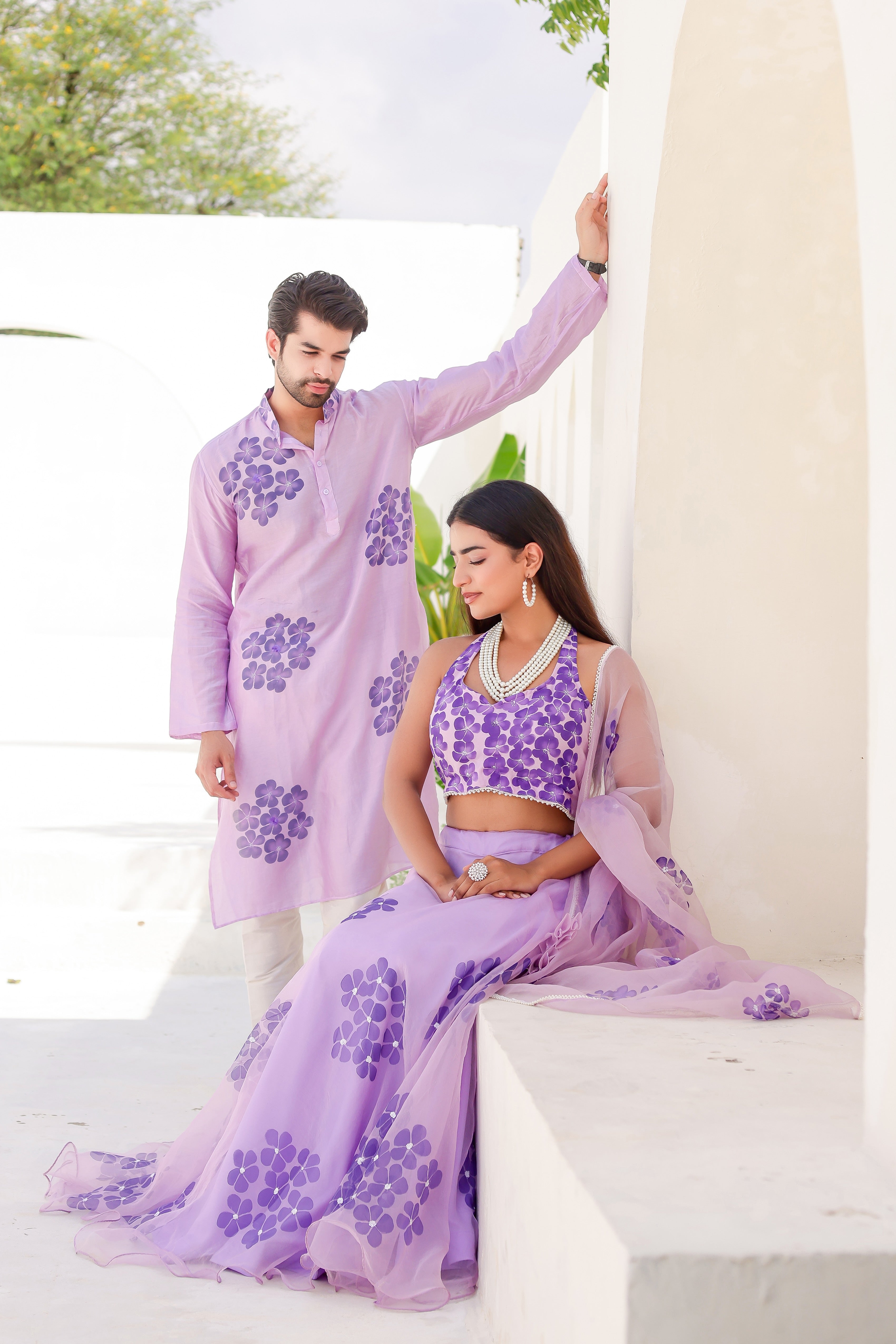 Handpainted Lavendar Twinning Set for Him & Her