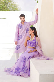 Handpainted Lavendar Twinning Set for Him & Her