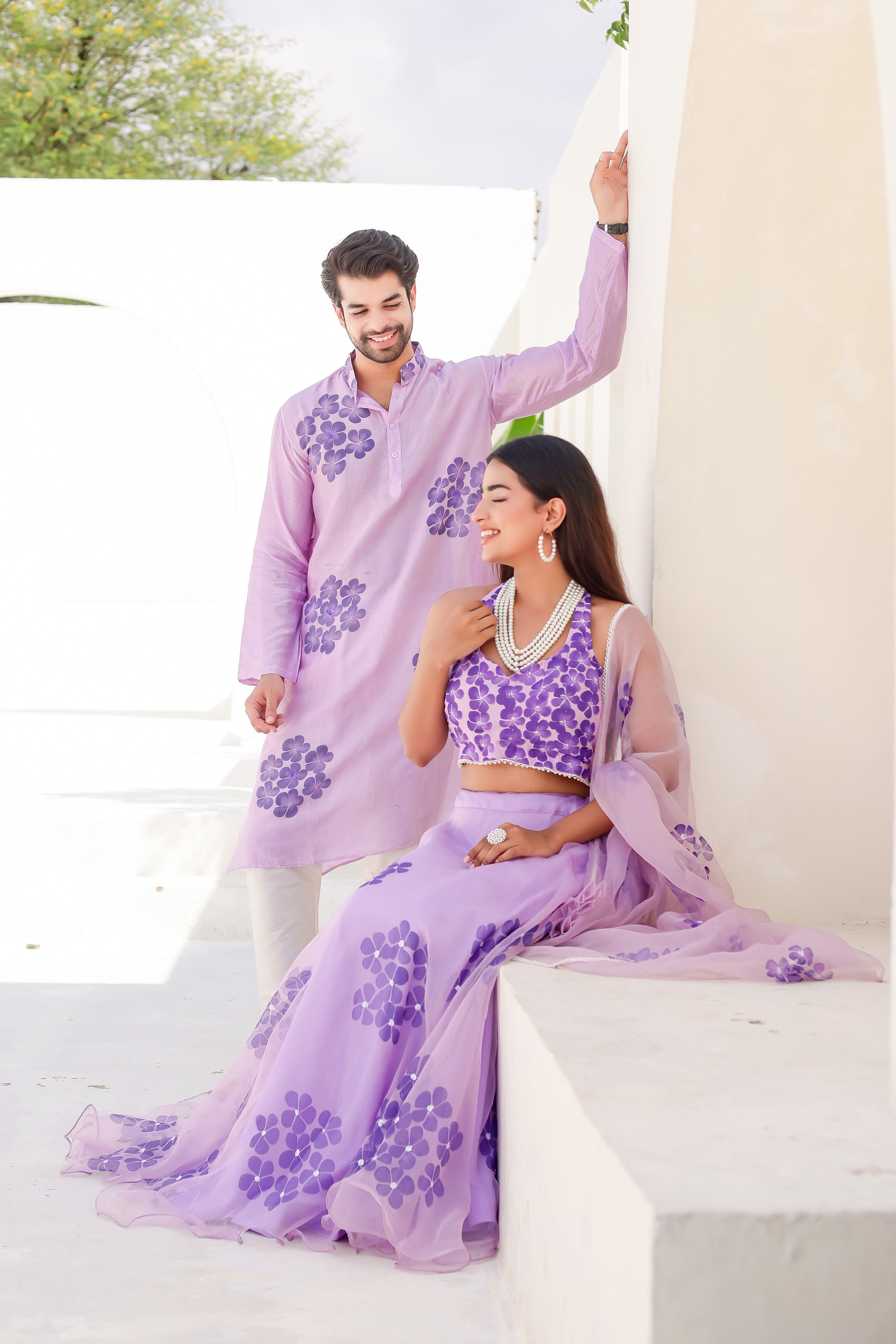 Handpainted Lavendar Twinning Set for Him & Her