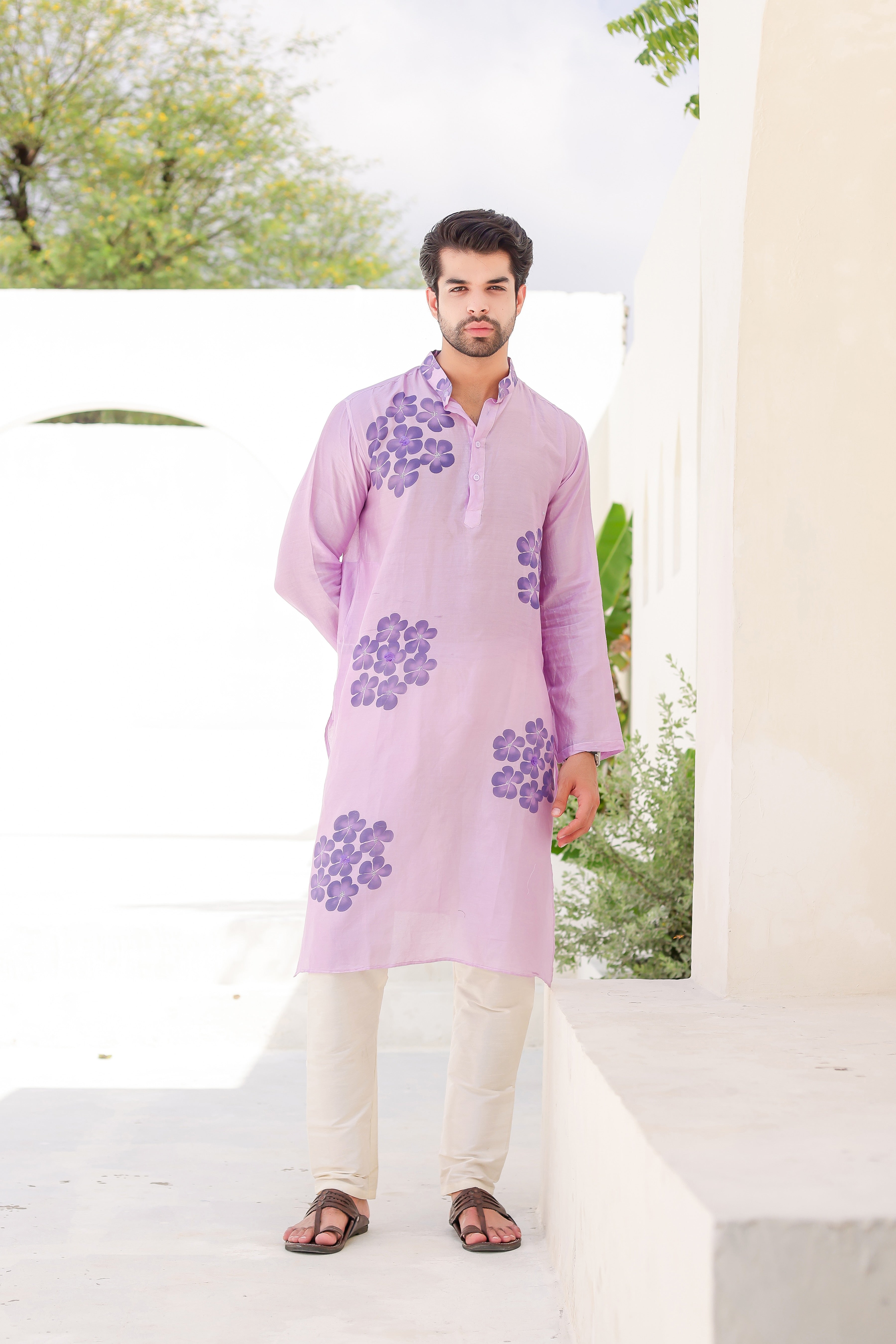 Lilac Whisper Kurta (Handpainted Purple kurta with sequins work)
