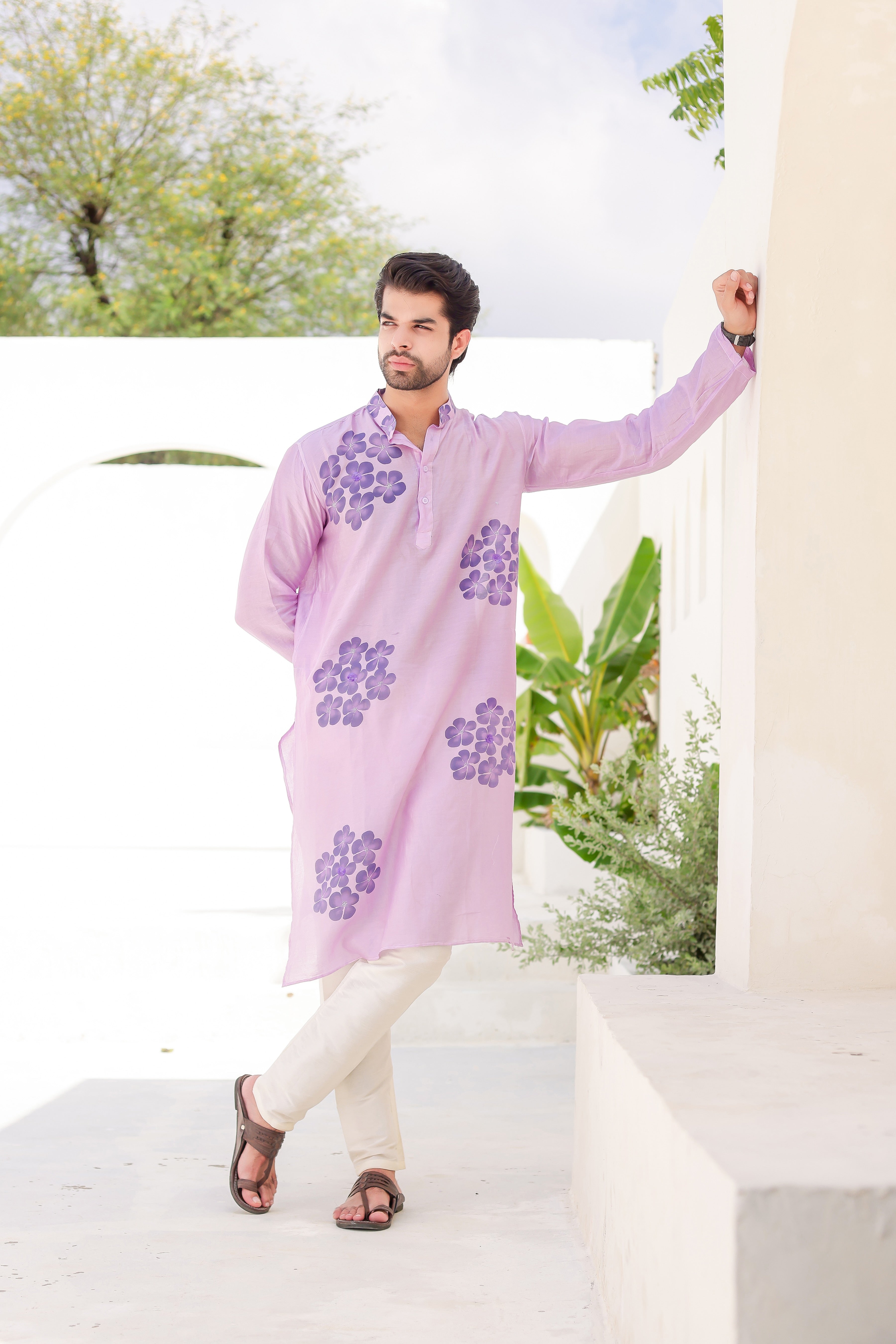 Lilac Whisper Kurta (Handpainted Purple kurta with sequins work)