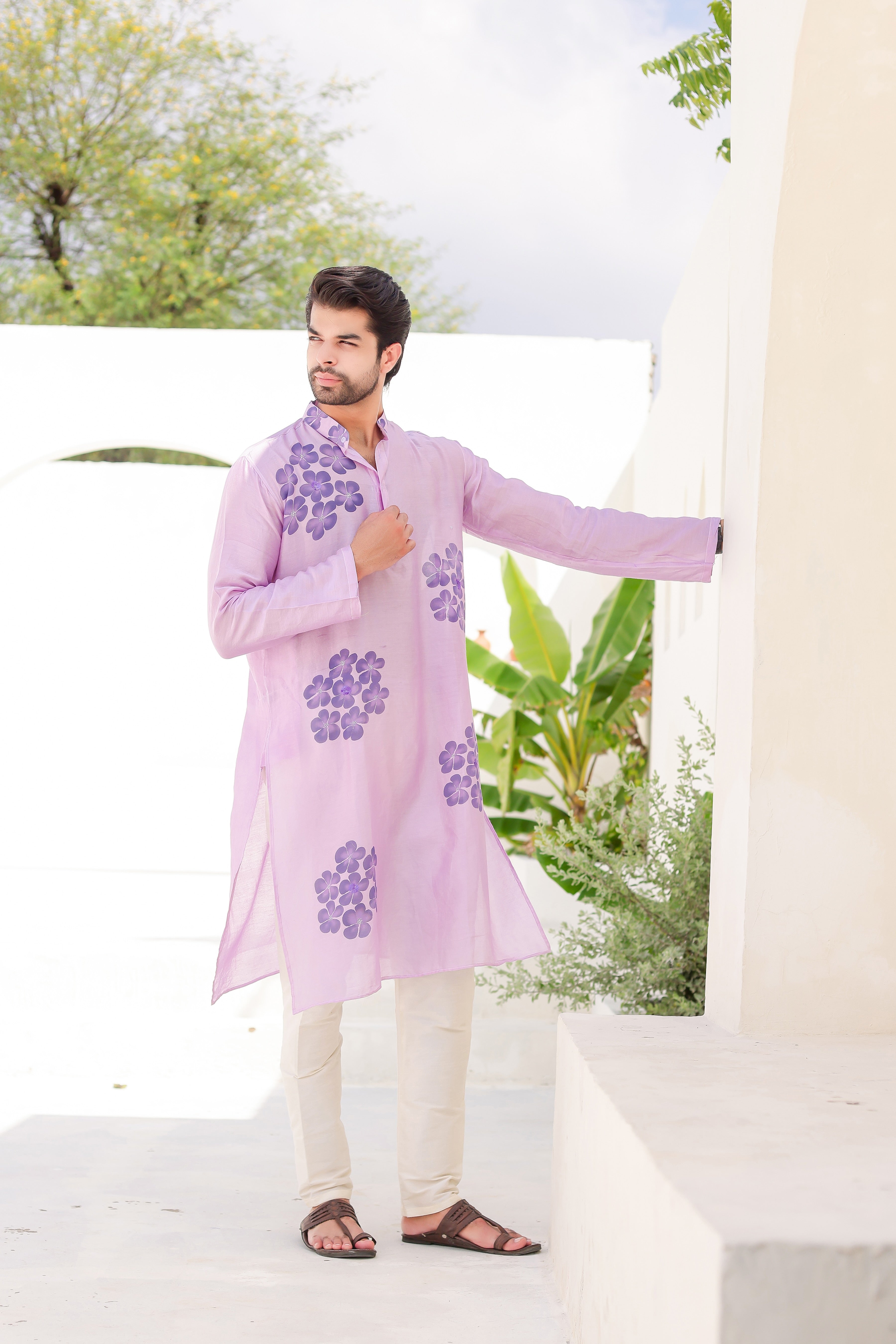Lilac Whisper Kurta (Handpainted Purple kurta with sequins work)